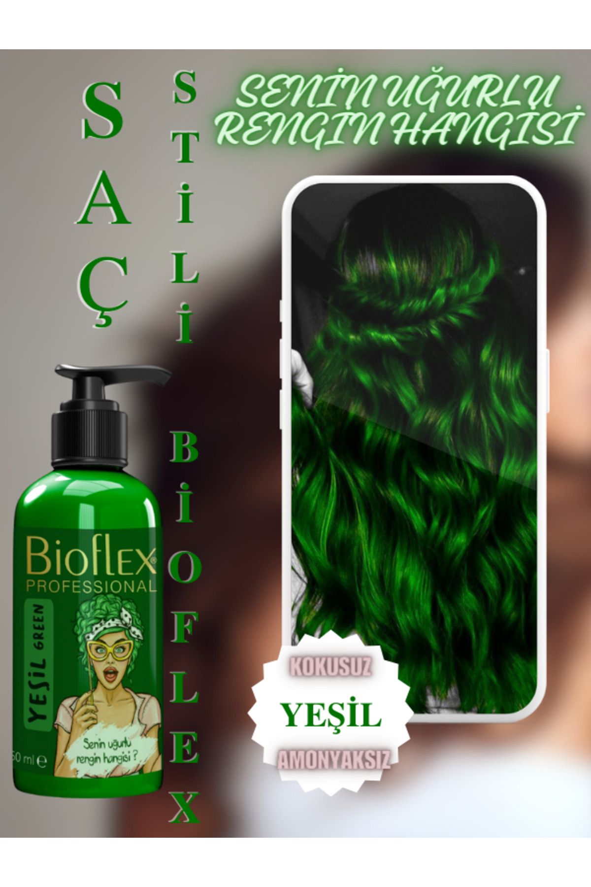 Bioflex Natural Hair Color Amonyaksız Yeşil Saç Boyası
