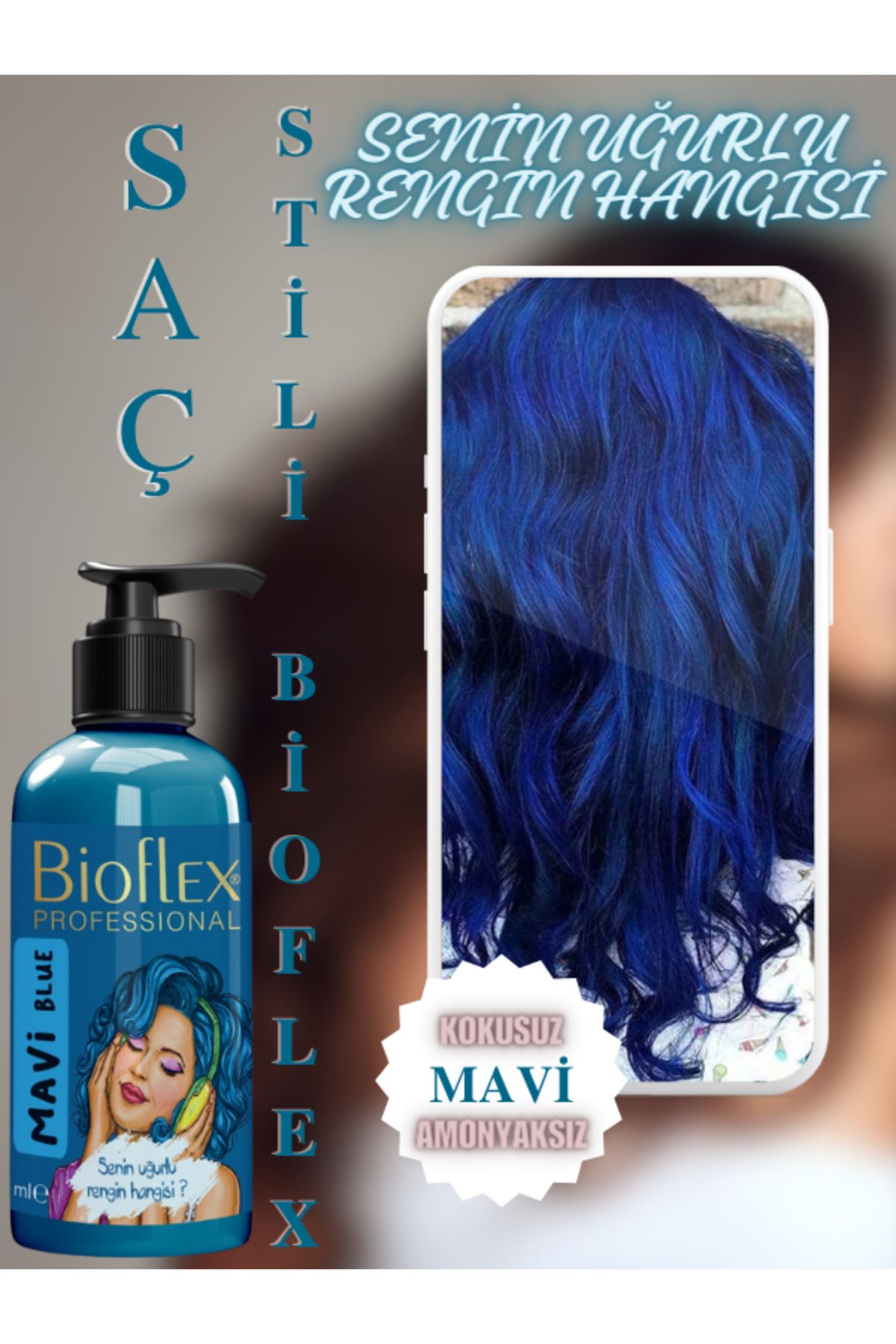 Bioflex Natural Hair Color Amonyaksız Deniz Mavisi Saç Boyası
