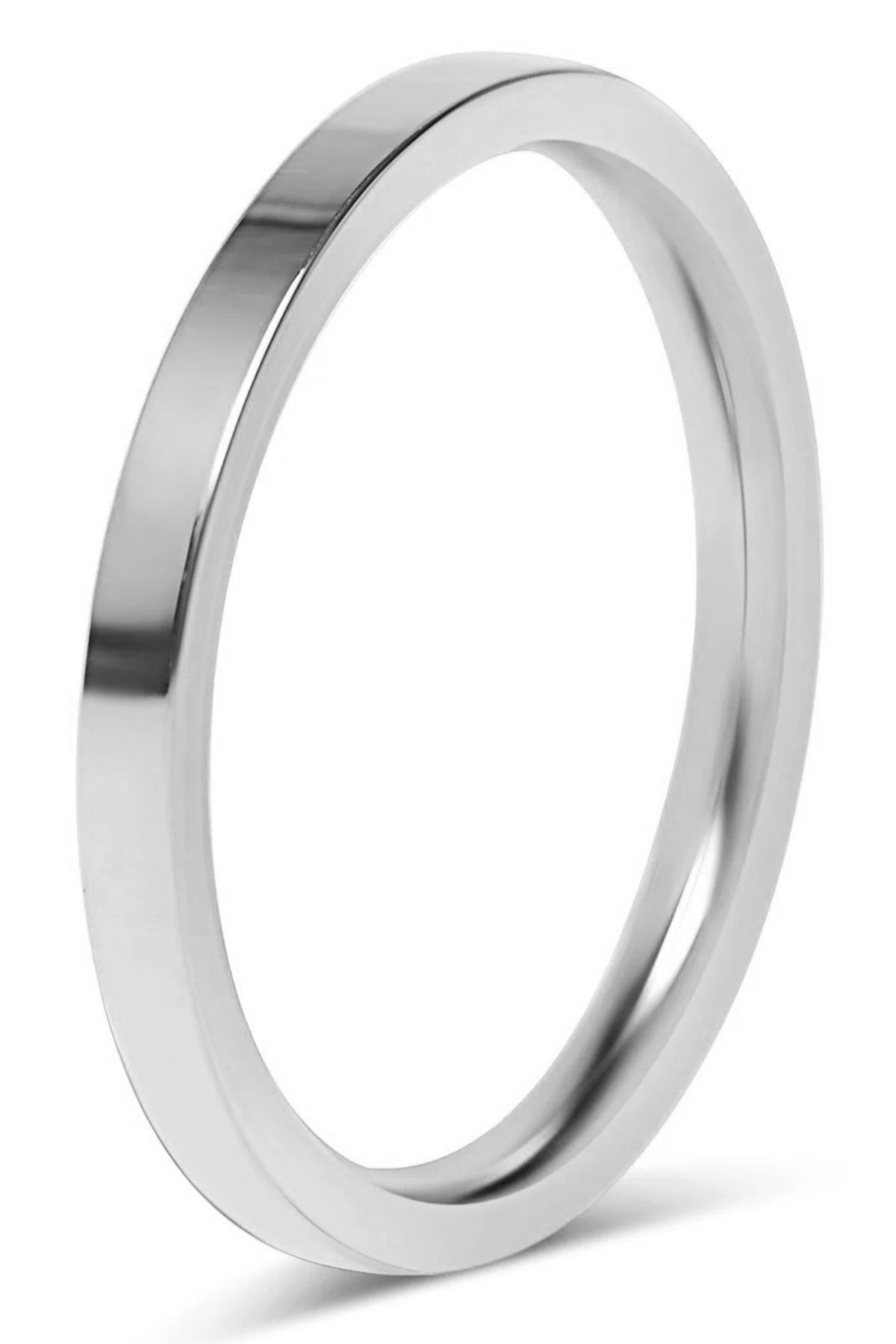 Takı Dükkanı 3mm Düz Parlak Model Erkek Kadın Çelik Alyans Söz Nişan Yüzüğü cl42
