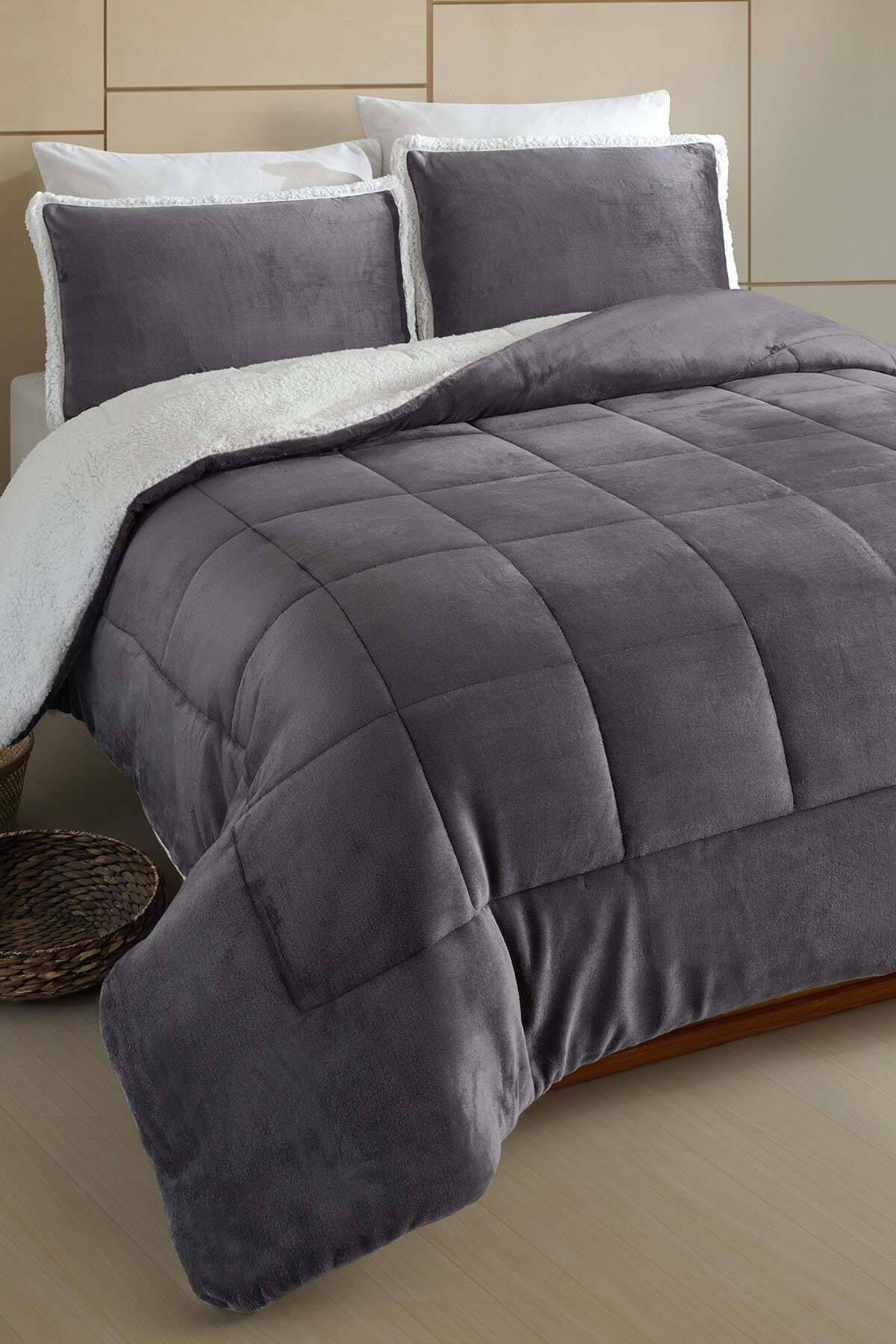 Elart Solid Comfort Set Modern Uyku Seti Çift Kişilik Antrasit