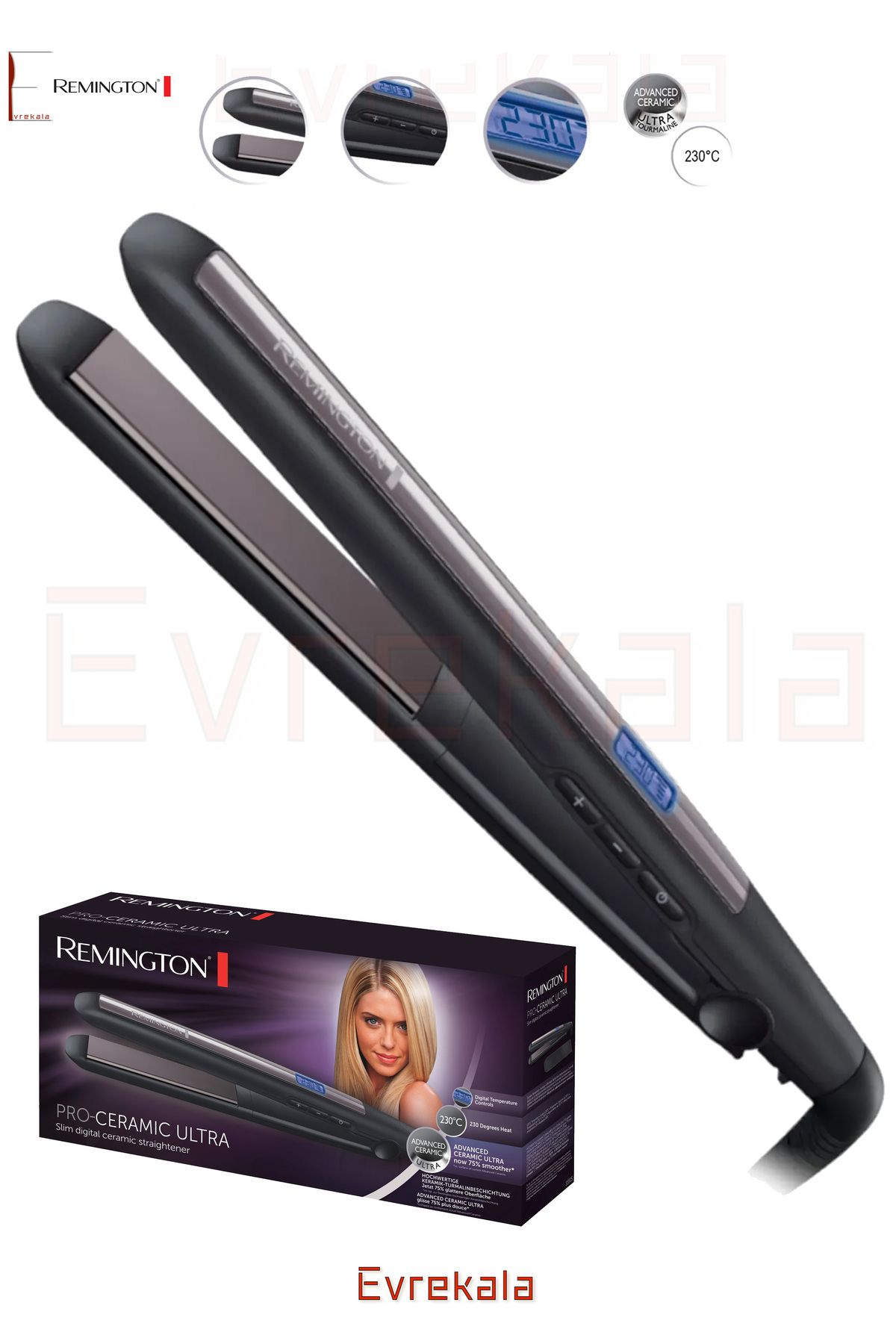 Remington Evrekala Shop Pro Saç Düzleştirici Remington Ultra Hair Straight -Yetkili Evrekala- Pro Ceramic