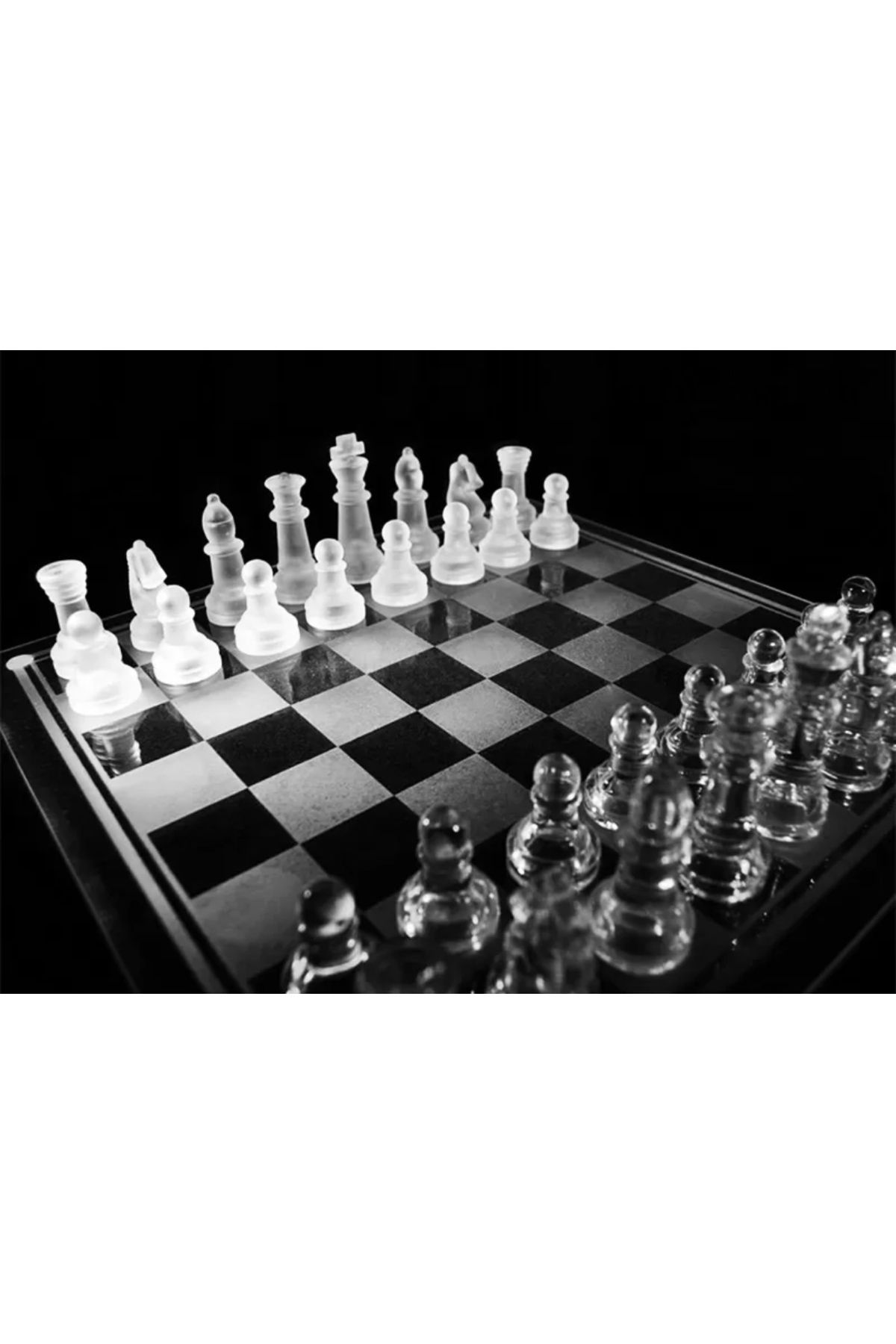 Eylül dekorasyon Cam Satranç Takımı Glass Chess 20*20 Home Decor Hediye Gift