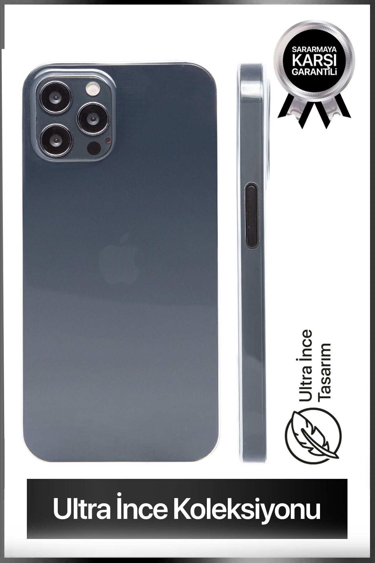 bastcase iPhone 12 Pro Max Ultra İnce Şeffaf Telefon Kılıfı