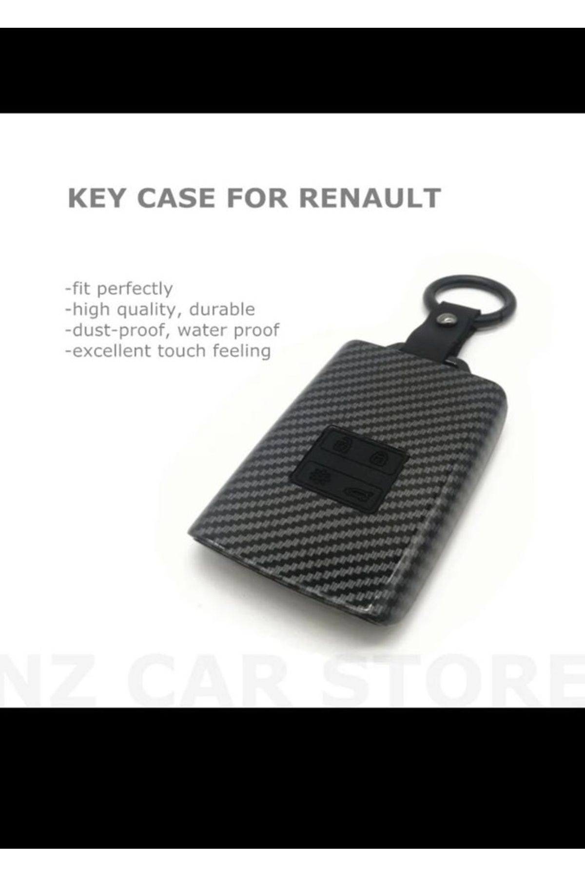 Skilit Renault  Megane 4 Clio 5 Austral Siyah Karbon Kart Modele Uygun Anahtar Kılıfı