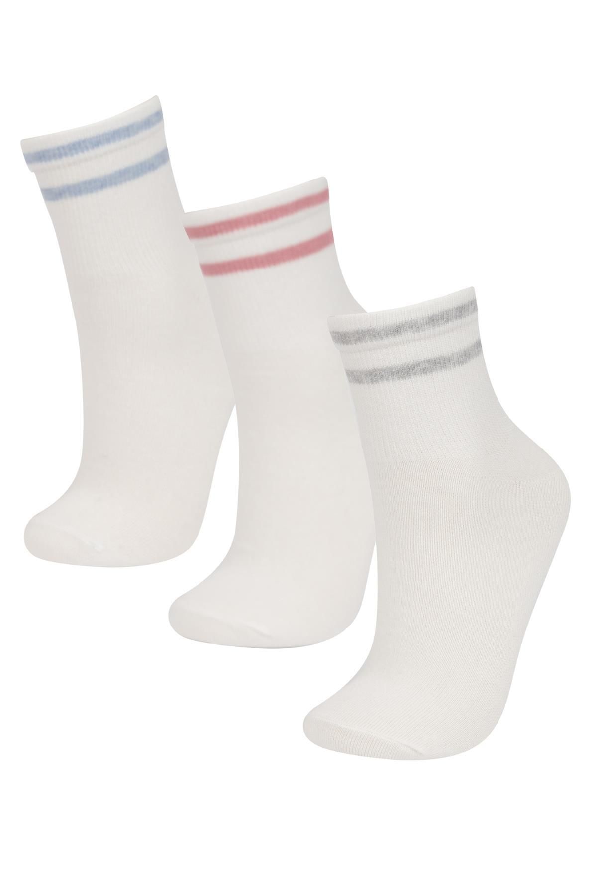 Defacto Kadın 3'lü Pamuklu Soket Çorap B8449axns