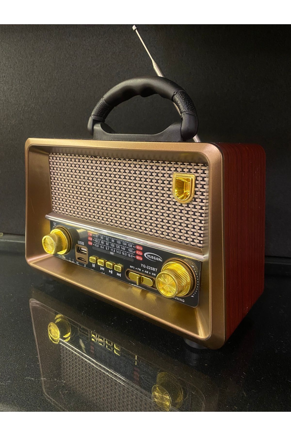 Patavat Nostaljik Hediyelik Ahşap Radyo Şarjlı Bluetoothlu