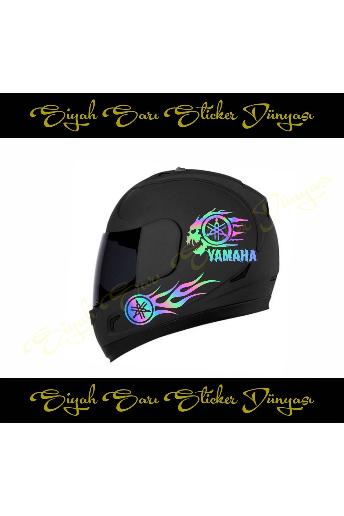 S&S HEDİYELİK EŞYA Yamaha Ateş HOLOGRAMLI STİCKER Motor Kask Arma Depo Kapağı Araba  Otomobil Motorsiklet Etiket