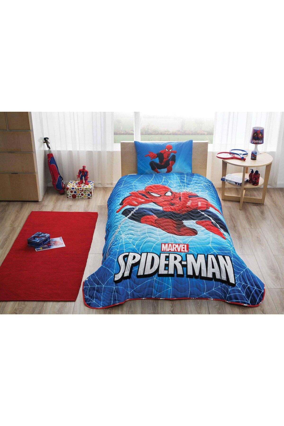 Taç Spiderman Skyscraper Lisanslı Yatak Örtüsü Yastık Kılıfı