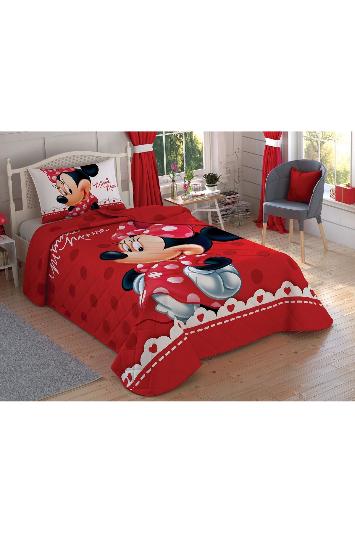 Taç Lisanlı Disney Minnie Lovely Yatak Örtüsü