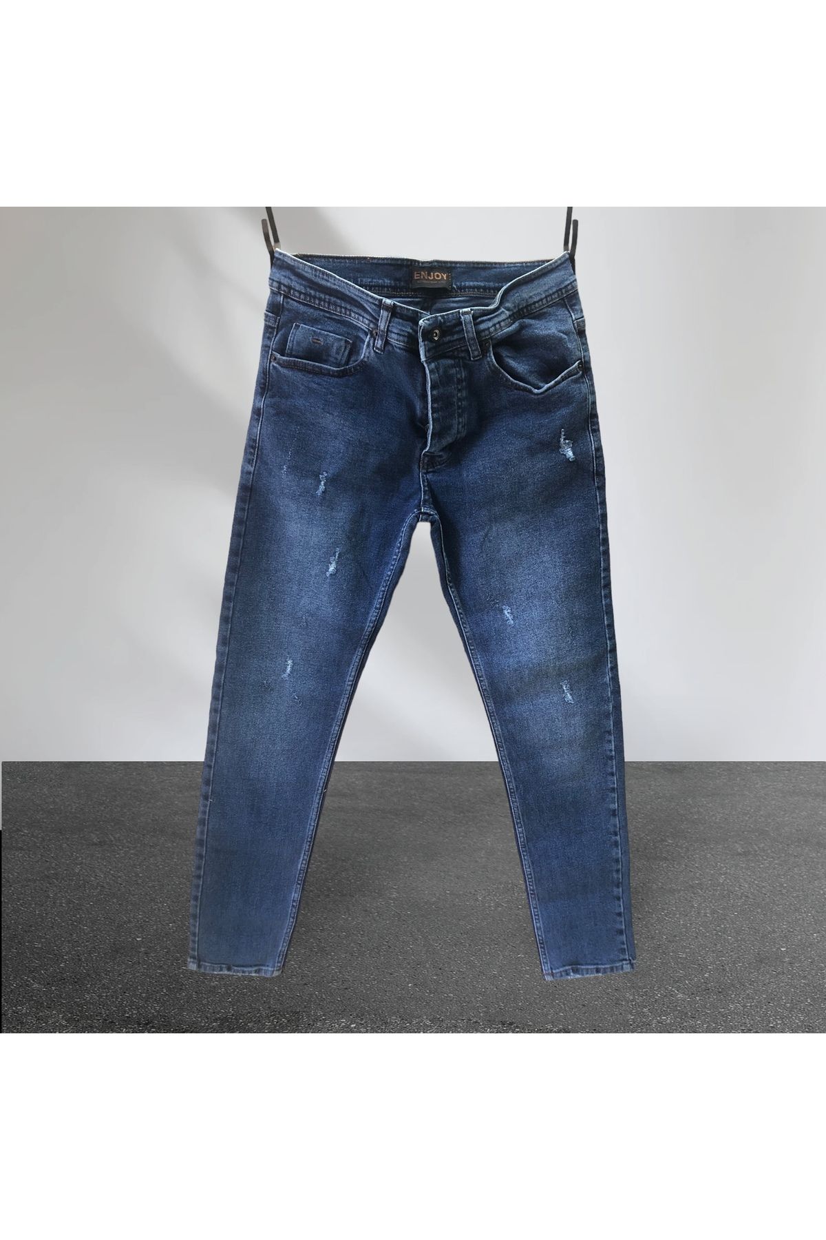 Enjoy Kot-Jeans-Tırnaklı yıpratmalı-Slim Fit-Ligralı