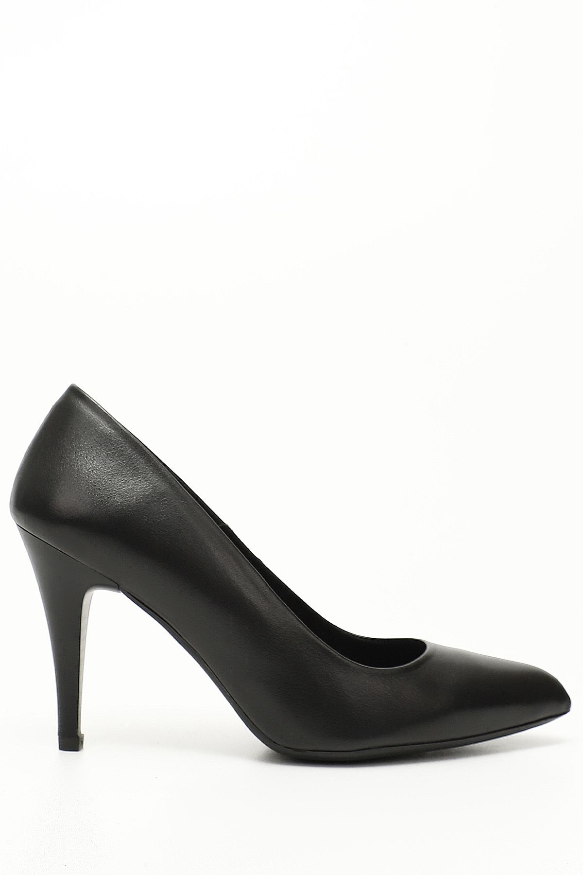 GÖNDERİ(R) Siyah Gön Hakiki Deri Sivri Burun Ince Yüksek Topuklu Stiletto Kadın Ayakkabı 22354