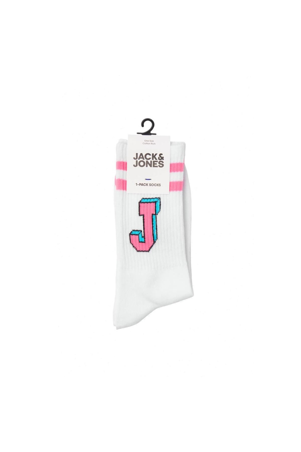 Jack & Jones 12250749 Jacsingle J Tennis Sock Sn Beyaz-pembe
