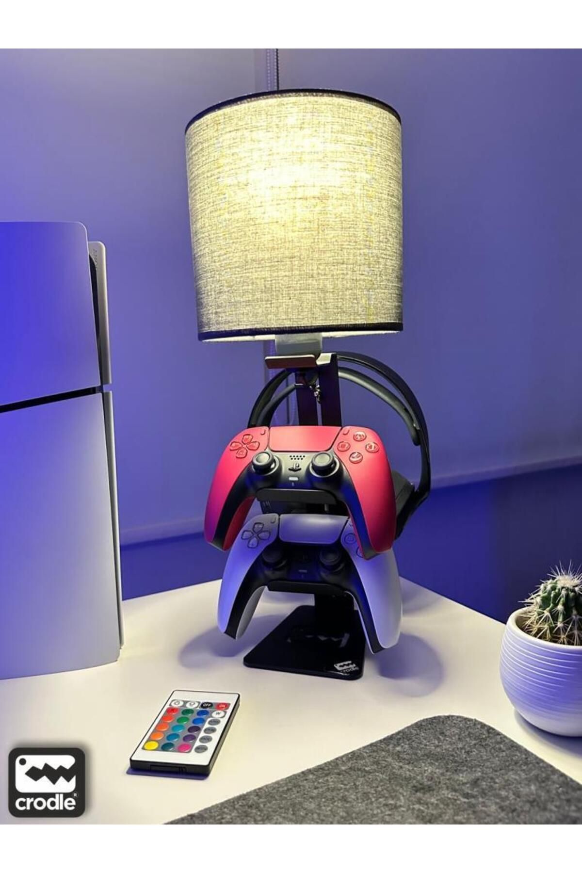 Pera İstanbul Masaüstü Ayarlanabilir RGB Kumandalı Masa Lambası ve Dualsense Kulaklık Standı Ps5 Xbox Ps4 Aksesuar