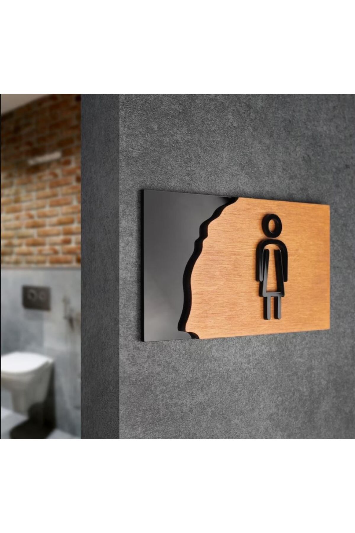 Enissimo Wc  Kadın Tuvalet Duş Banyo Uyarı Levhası Tabela 30x11 cm Yapışkanlı