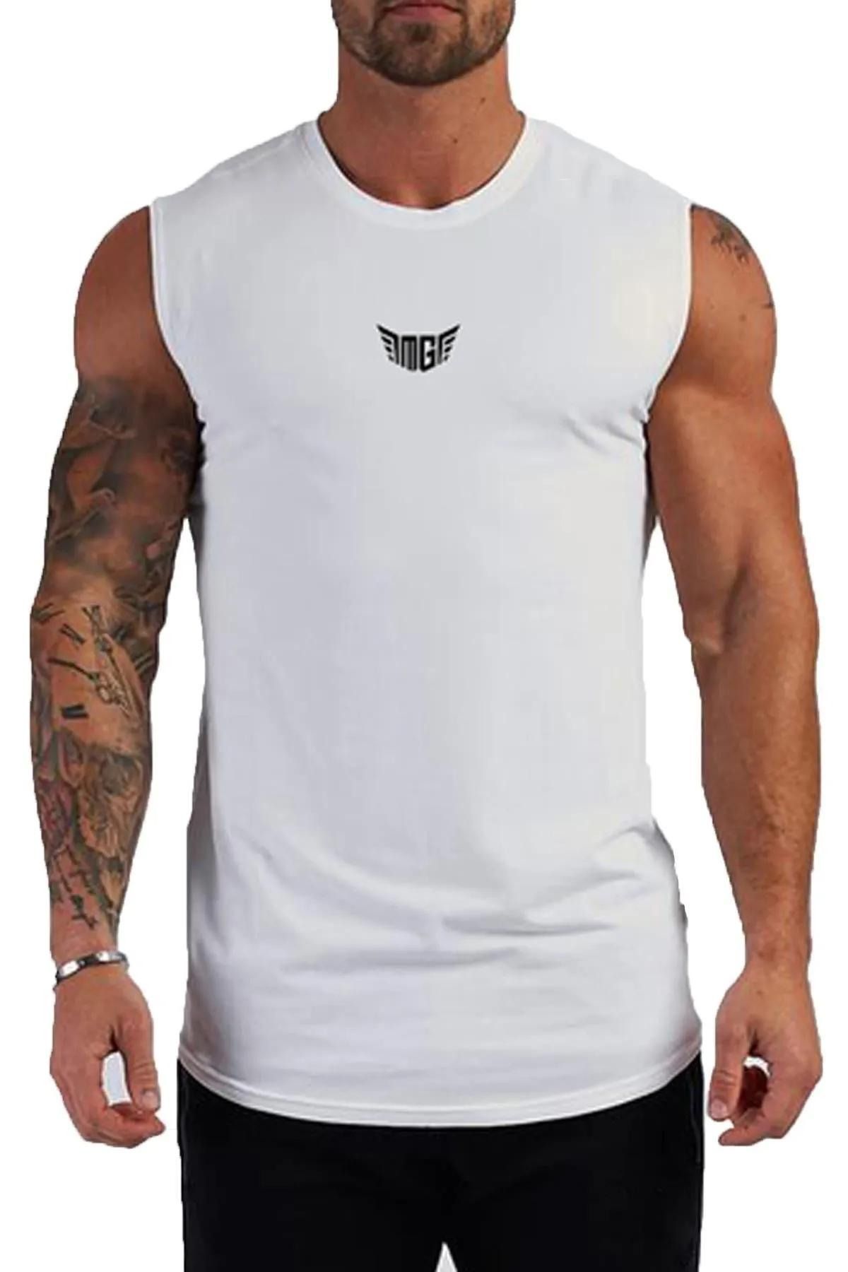 GENIUS STORE Erkek Nem Emici Hızlı Kuruma Atletik Teknik Performans Sporcu Sıfır Kol T-shirt MG-ATLET