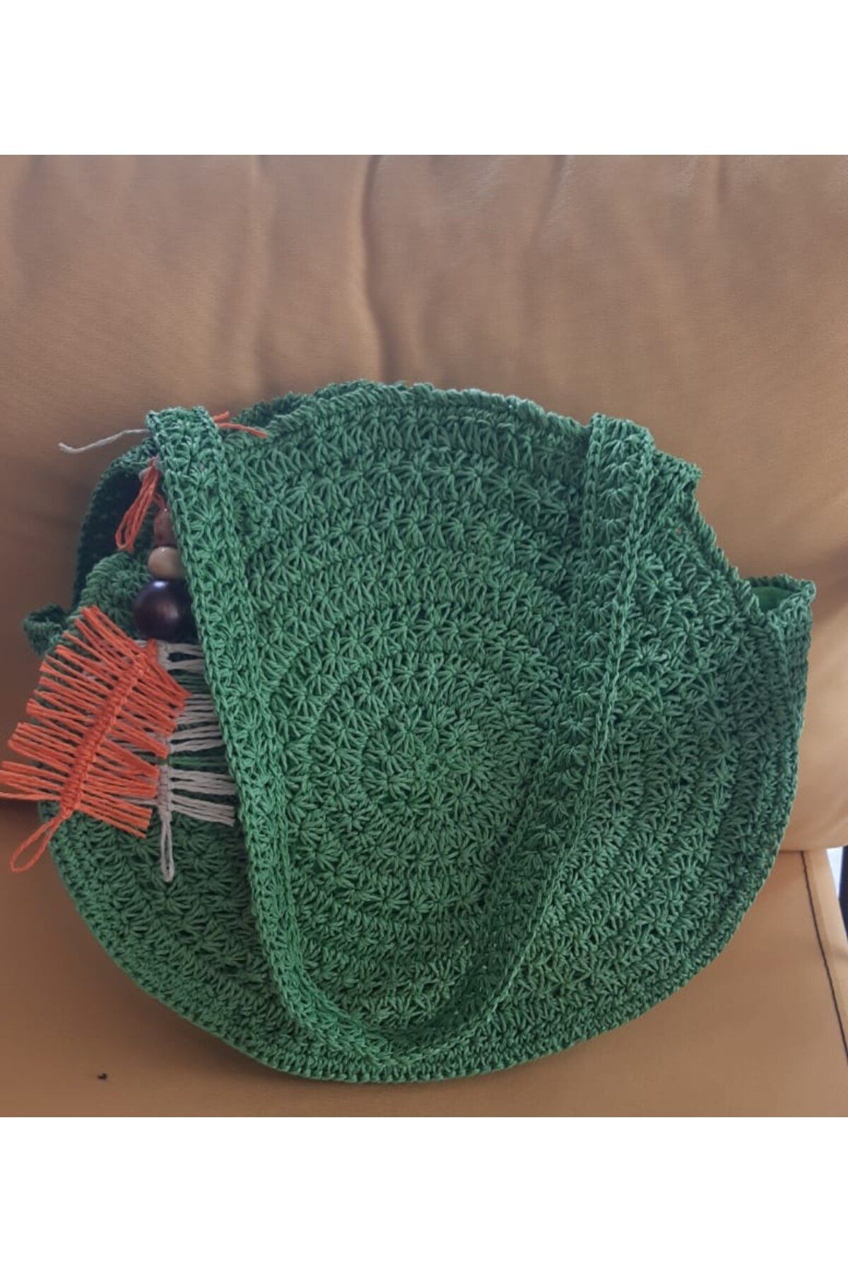 Çantamall Yeşil kağit ip yuvarlak modern çanta