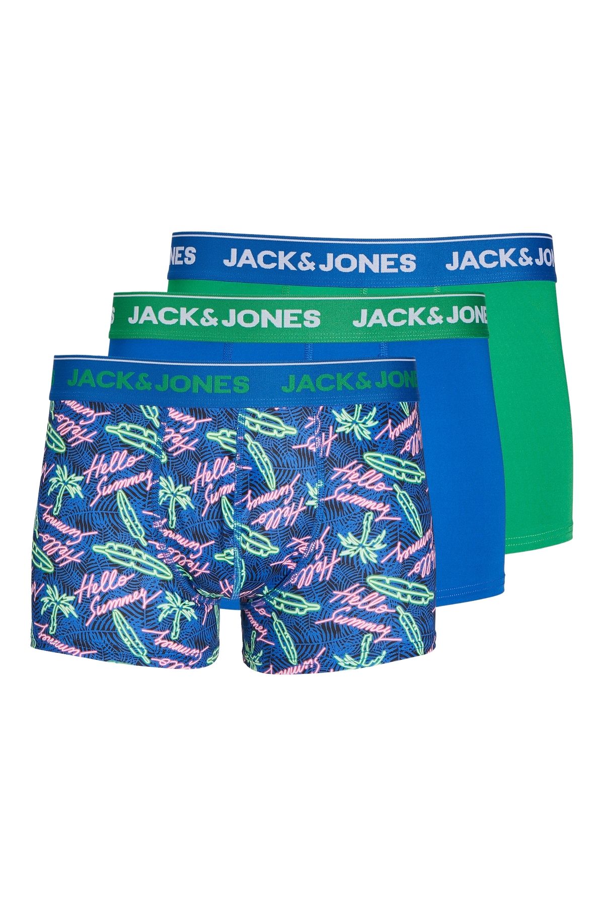 Jack & Jones Jack Jones Jacneon Mıcrofıber Trunks 3 Pack Erkek Mavi Boxer 12252731-07