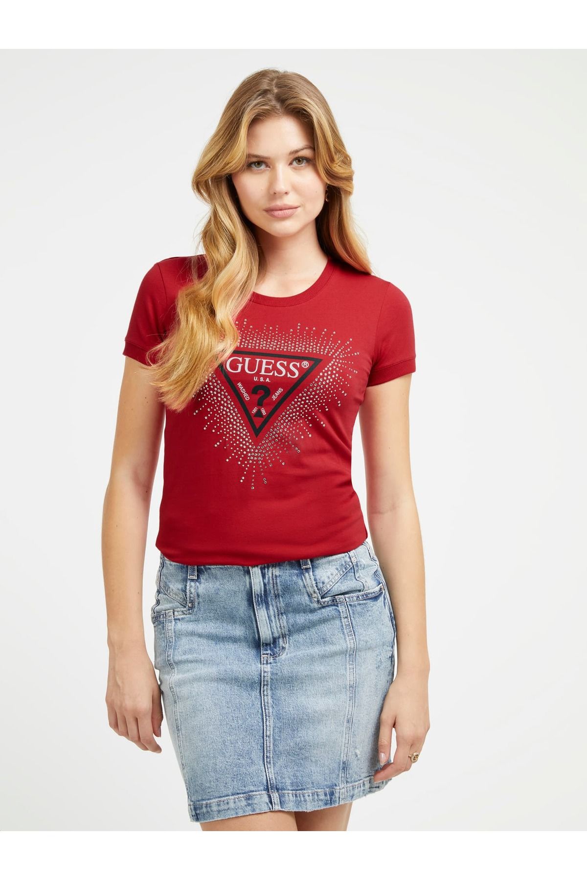 Guess Star Triangle Kadın Slim Fit T-Shirt