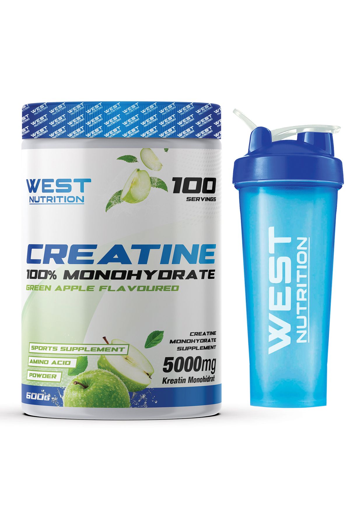 West Nutrition Creatine Monohydrate 600 Gr. Kreatin Yeşil Elma
