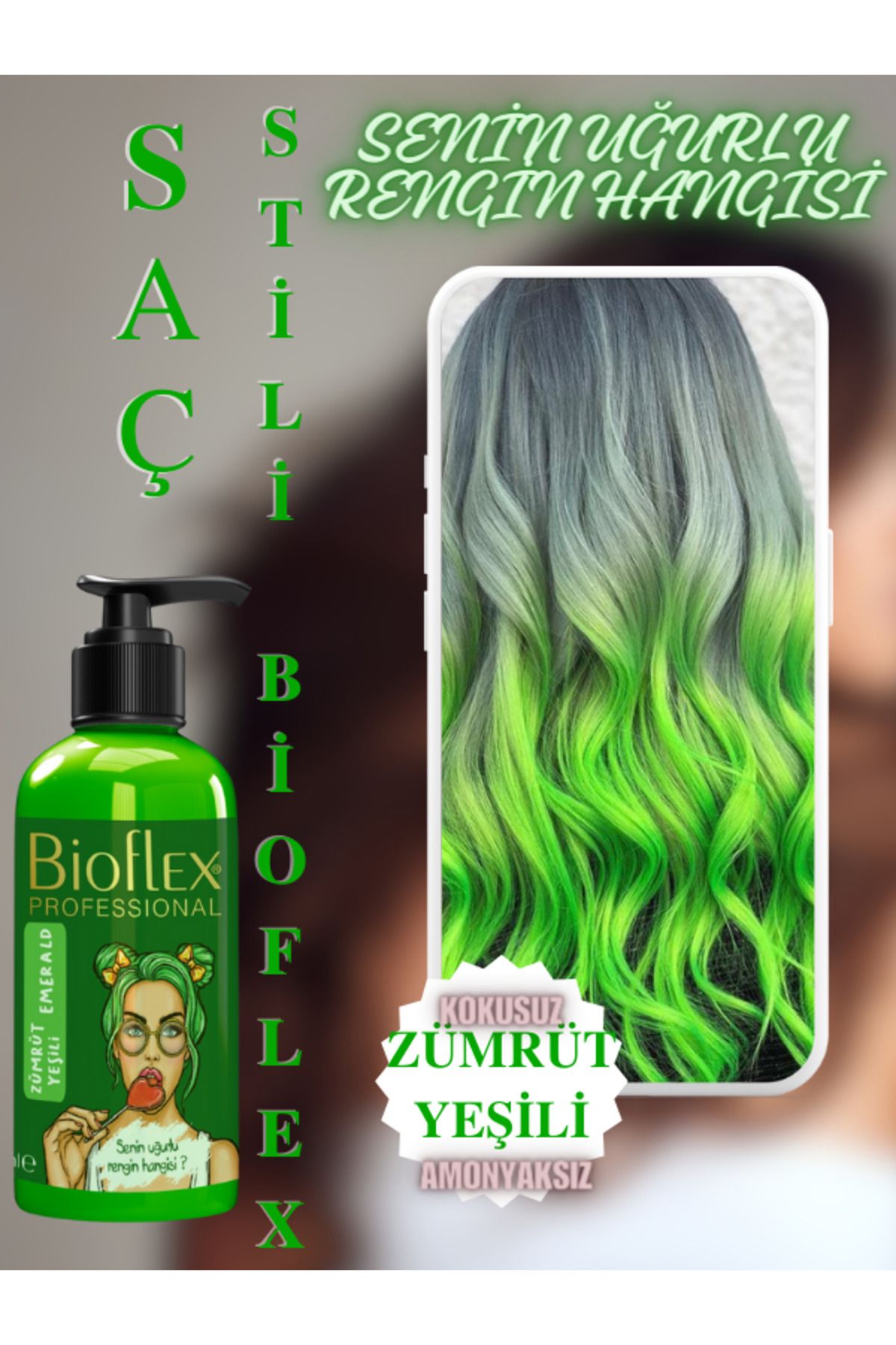Bioflex Natural Hair Color Amonyaksız Zümrüt Yeşili Saç Boyası