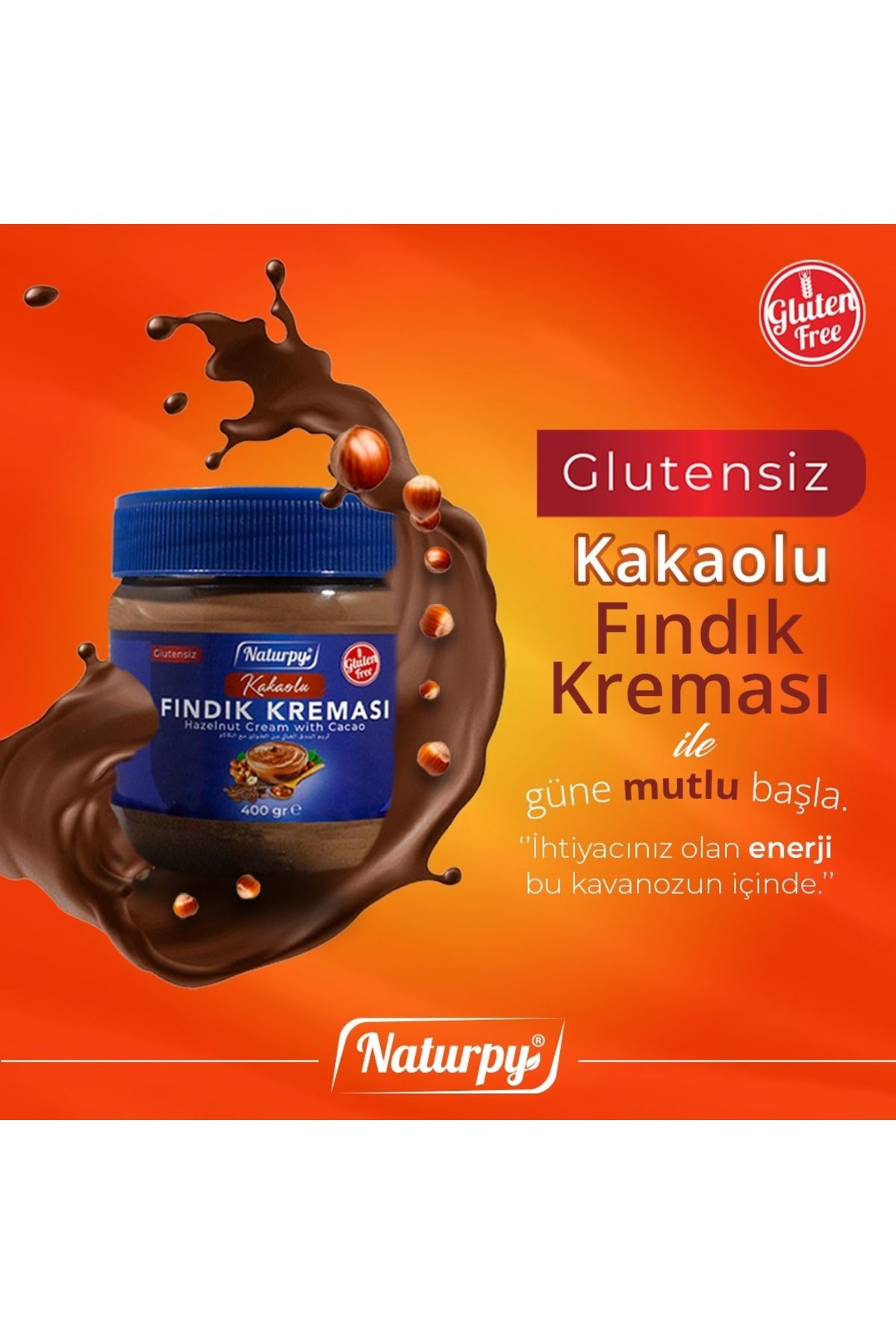 Naturpy Glutensiz Kakaolu Fındık Kreması Gluten Free Hazelnut Cream 400 g