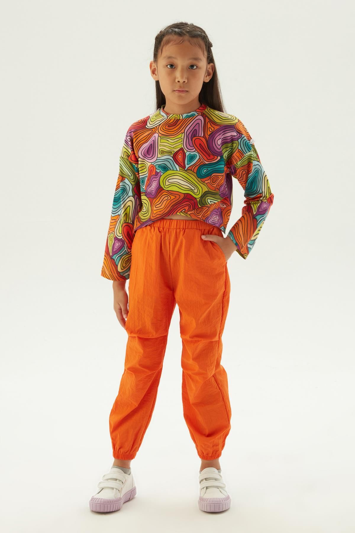 Tyess BG Store Kız Çocuk Oranj Pantolon