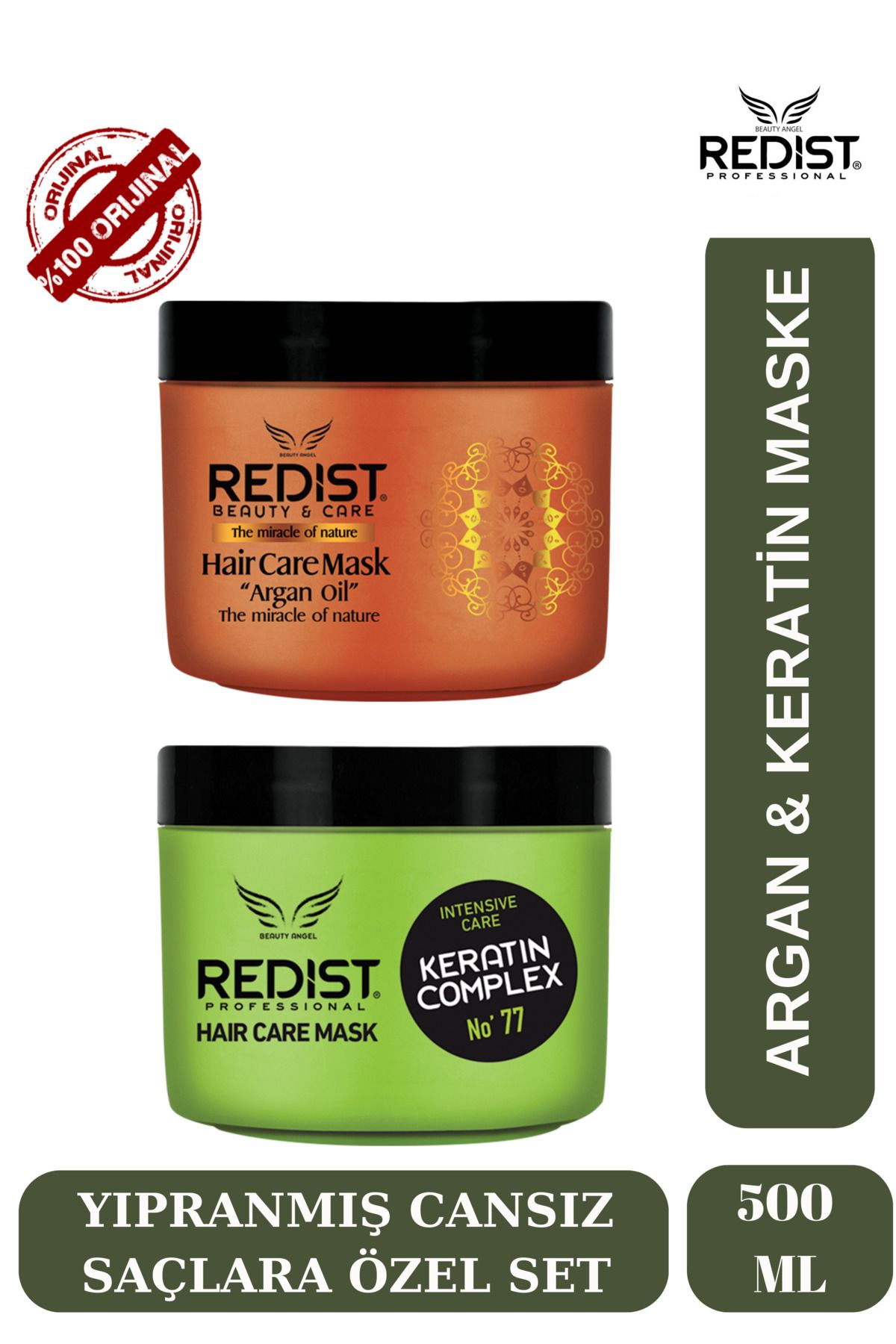 Redist Keratin Saç Bakım Maskesi Ve Argan Saç Bakım Maskesi 500 ml