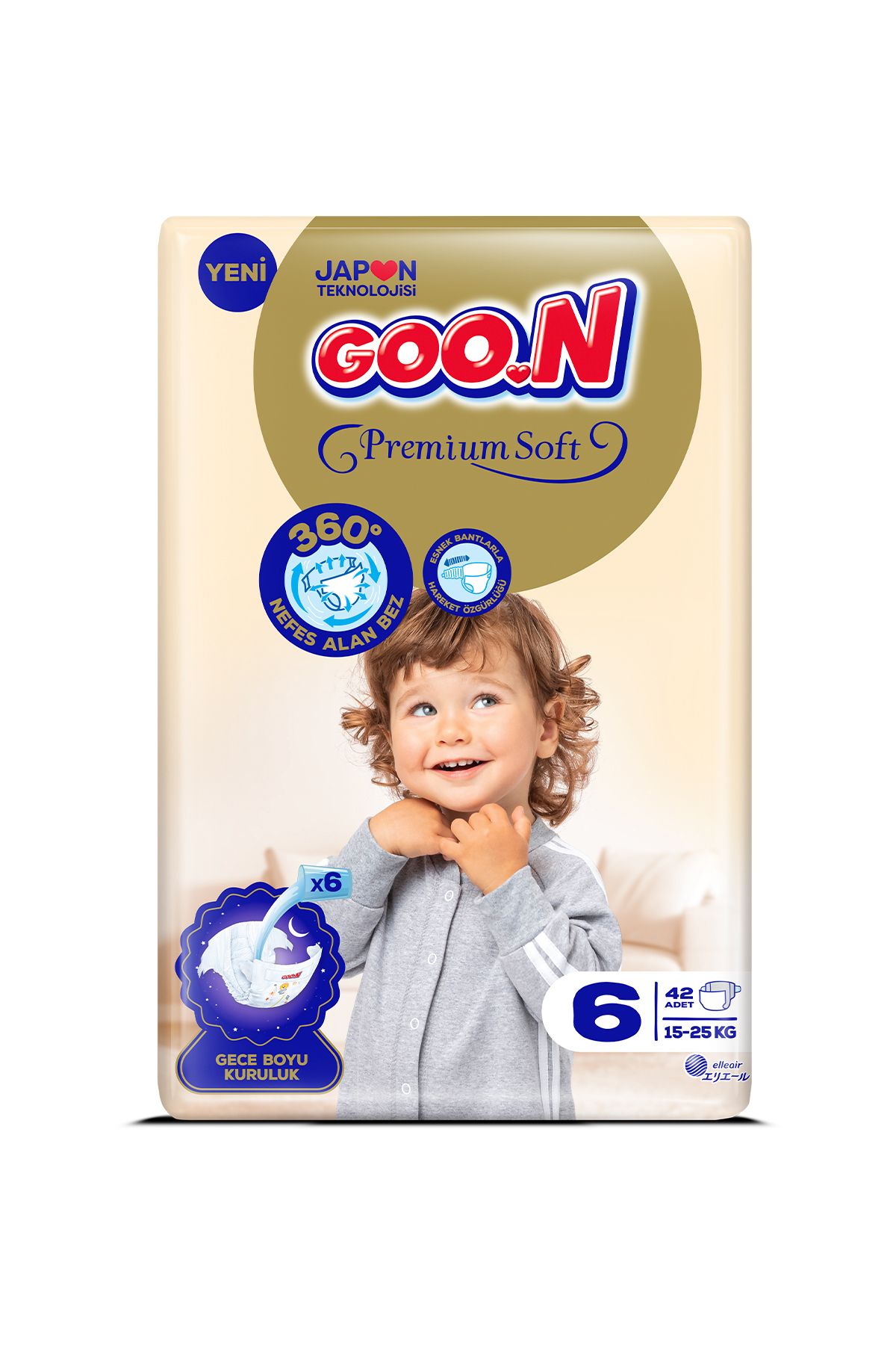 Goo.n Premium Soft 6 Numara Süper Yumuşak Bant Bebek Bezi - 42 Adet