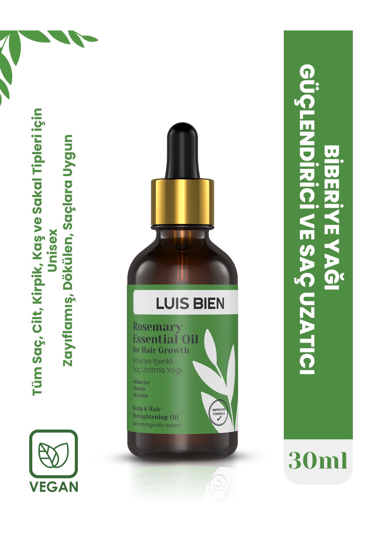 Luis Bien Biberiye Yağı Ve Doğal Yağlar Içeren Güçlendirici Formül, Biotin Ve Keratin Özlü Saç Bakımı 30 ml