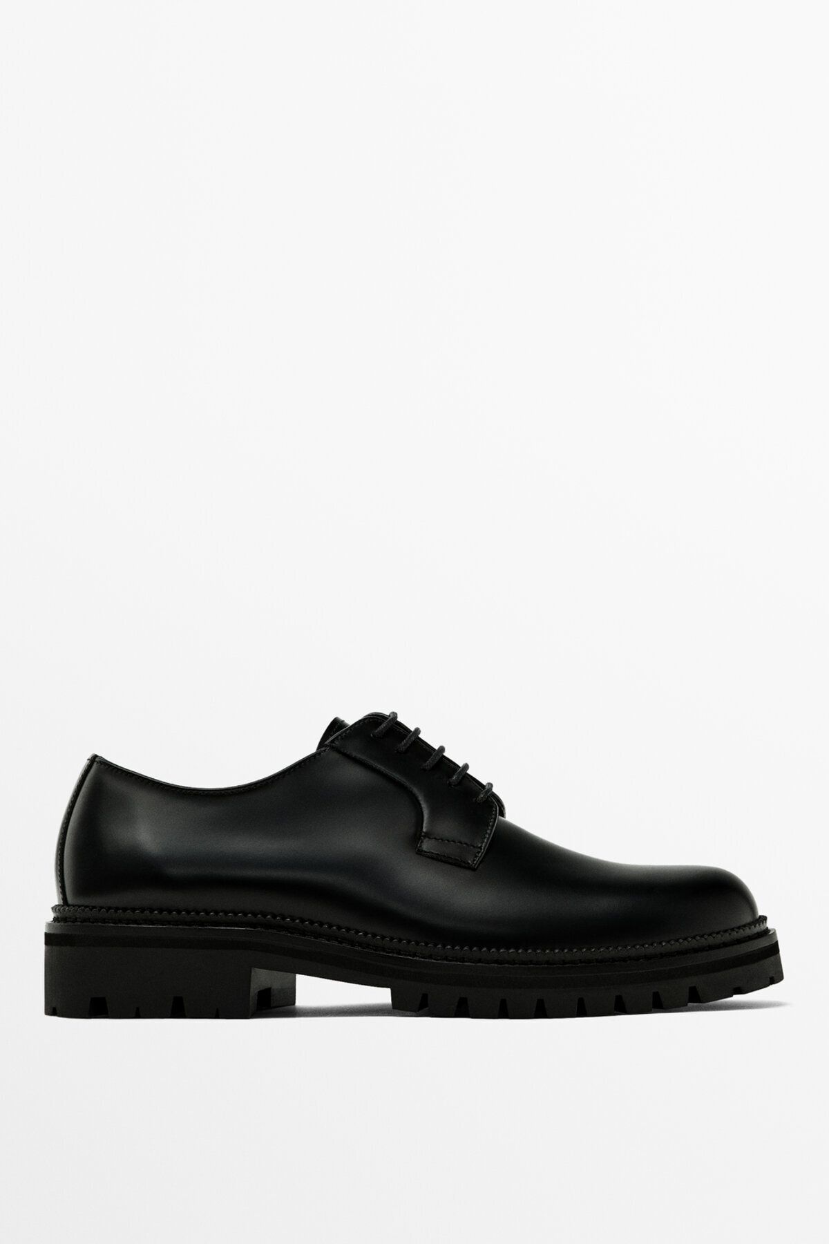Massimo Dutti Siyah deri tırtıklı tabanlı ayakkabı