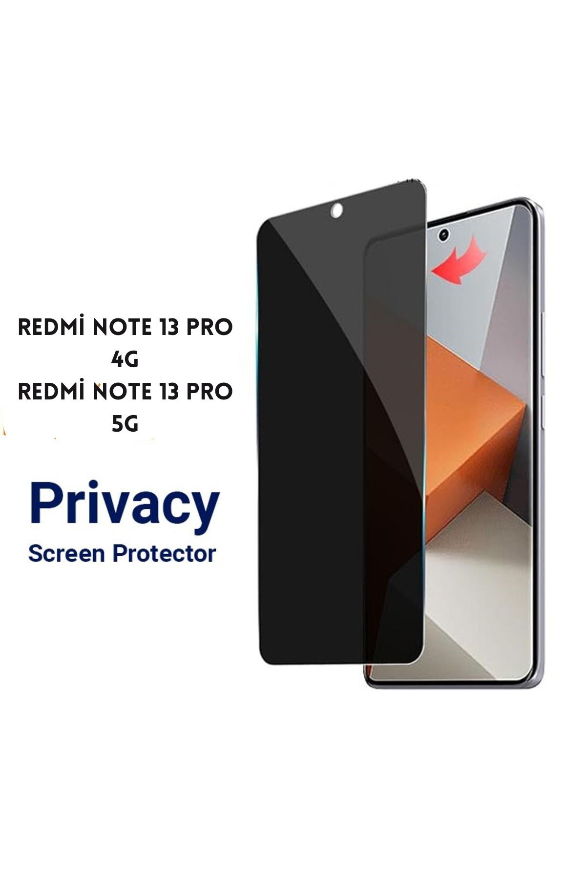 İncisoft Xiaomi Redmi Note 13 Pro 4G / 5G Uyumlu Hayalet  Gizlilik Filtreli Tam Kapatan Temperli Cam Privacy
