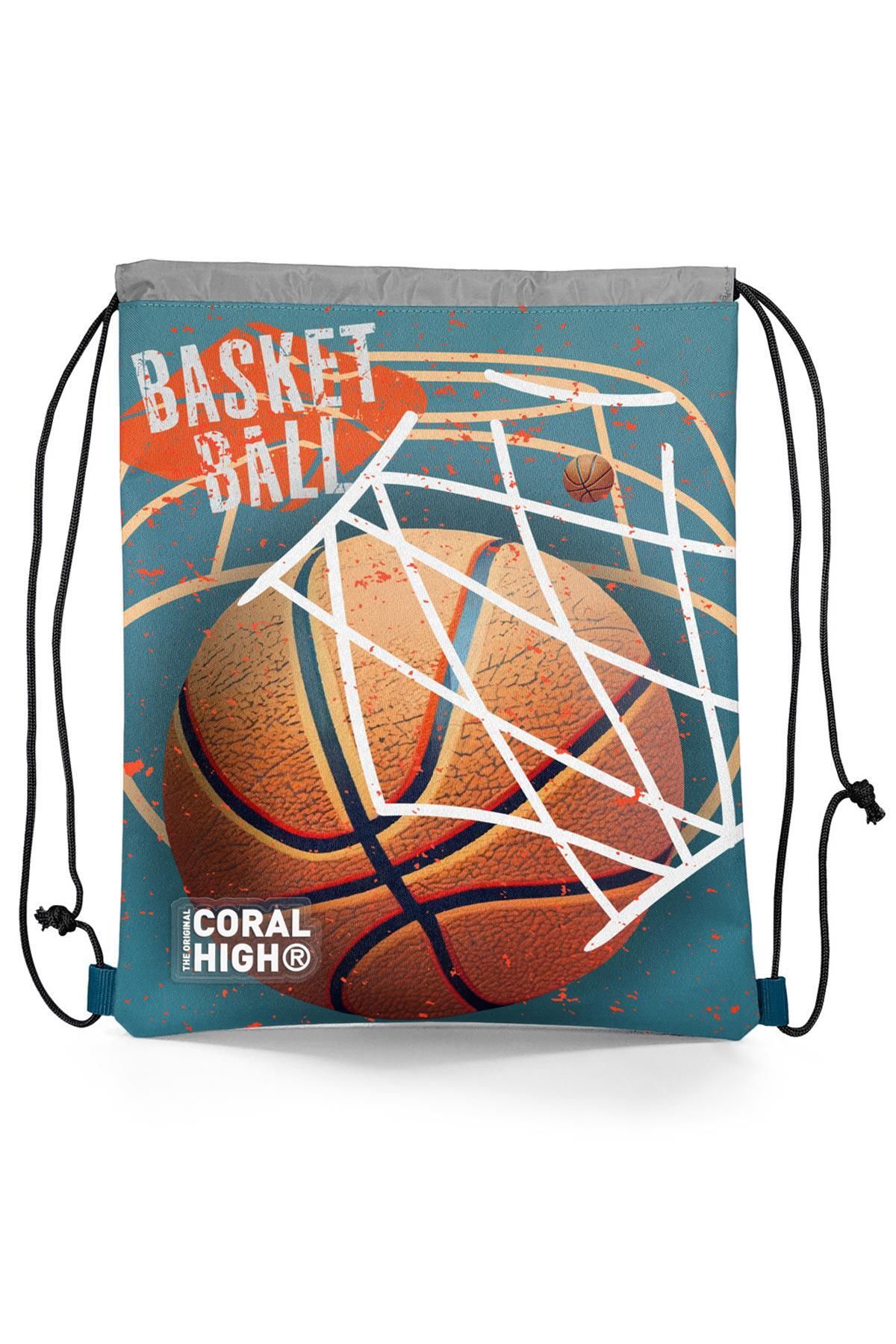 Coral High Nefti Turuncu Basketbol Desenli İpli Büzgülü Sırt Çantası 12653