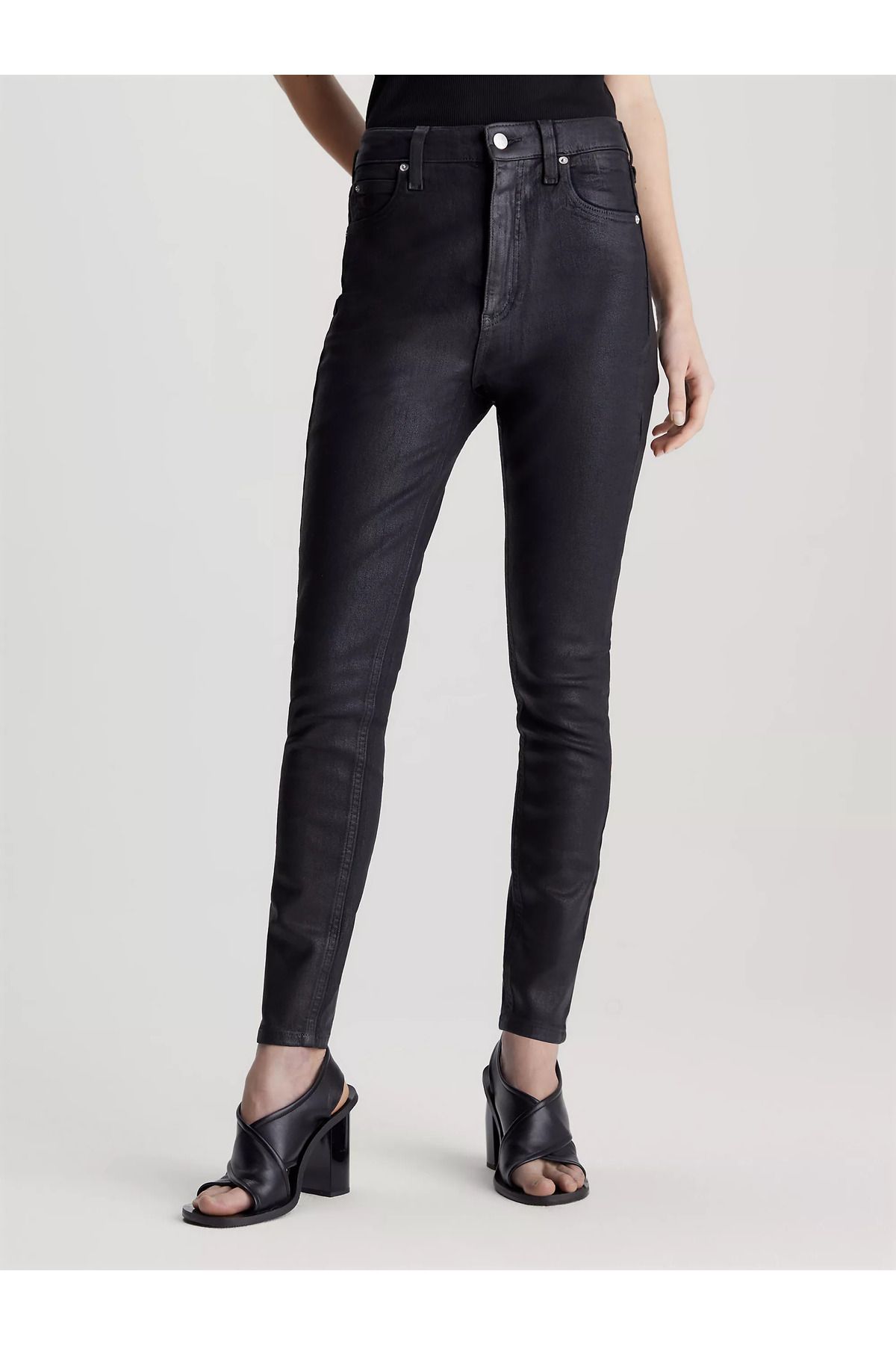 Calvin Klein Kadın Denim Kumaş  Normal Bel Düz Model Siyah Jeans J20J222135-1BY