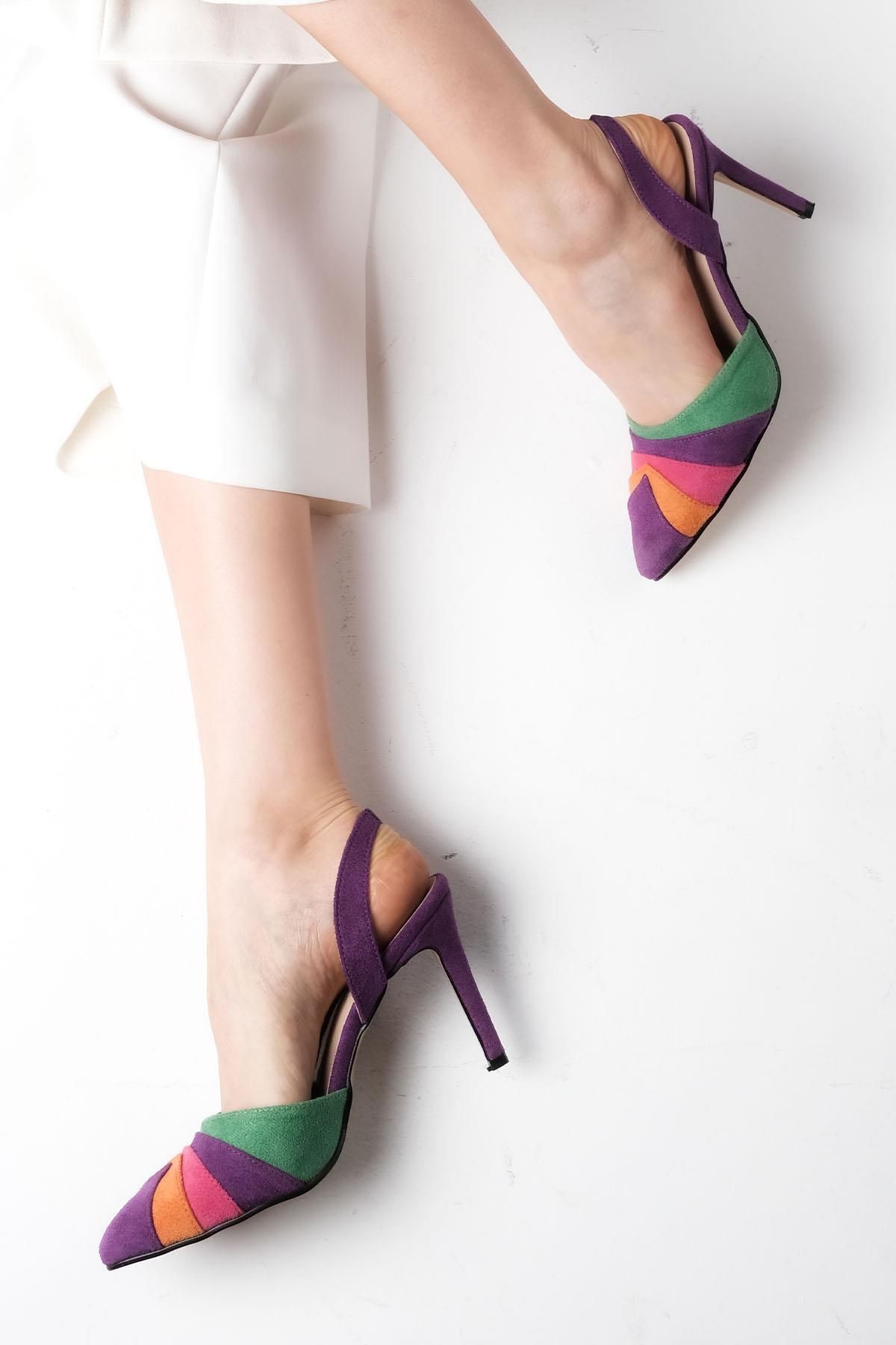 Mio Gusto Valentina Multi Renk Arkası Açık Kadın Topuklu Ayakkabı