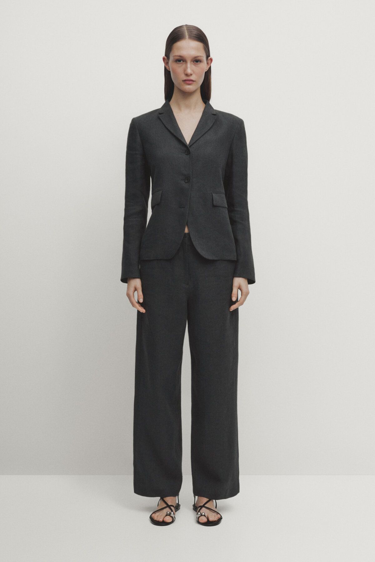 Massimo Dutti 100% linen cropped trousers