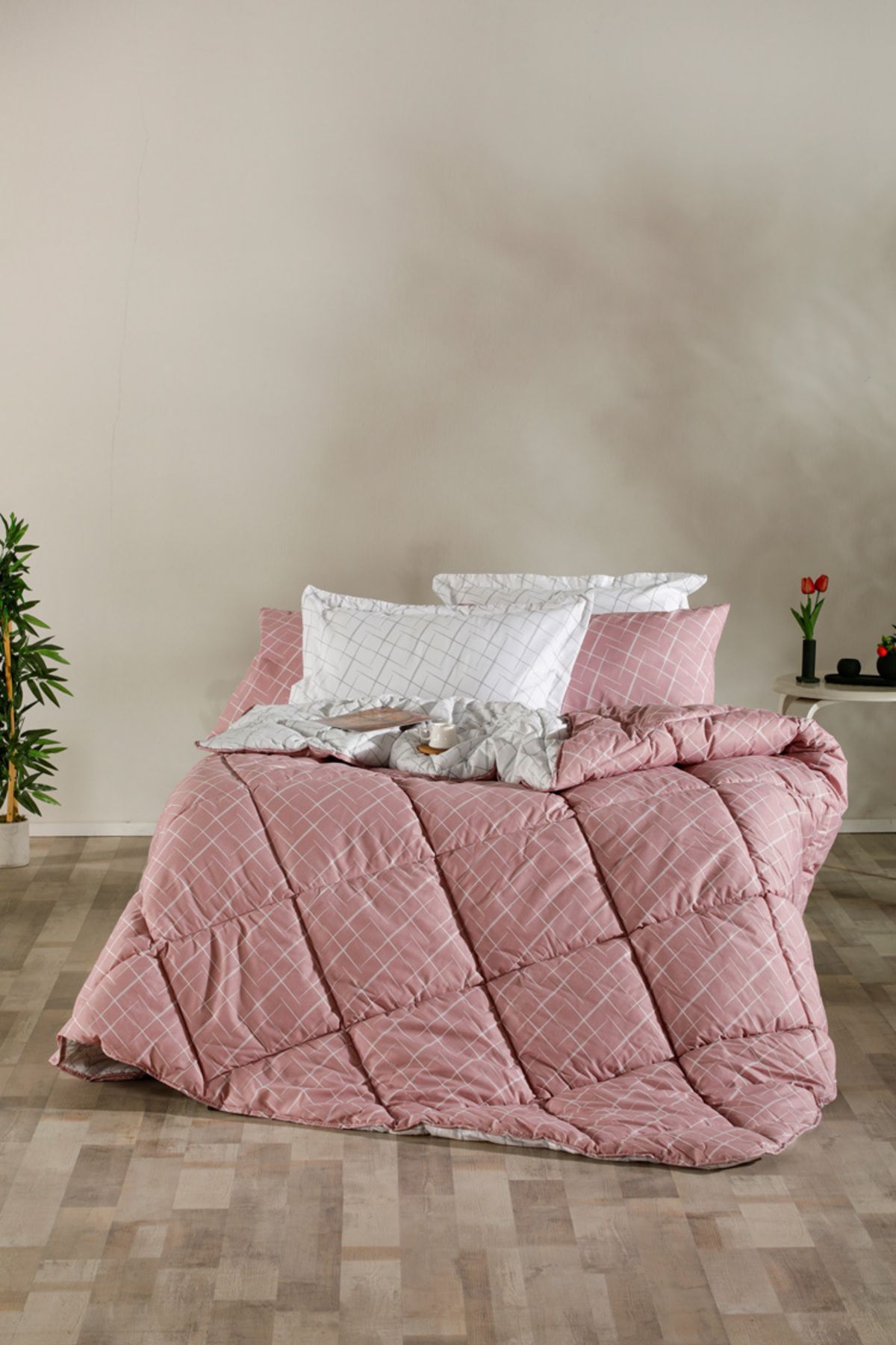 Doqu Home Easy Cotton Glimmer Comforter Set Tek Kişilik - Gül Kurusu