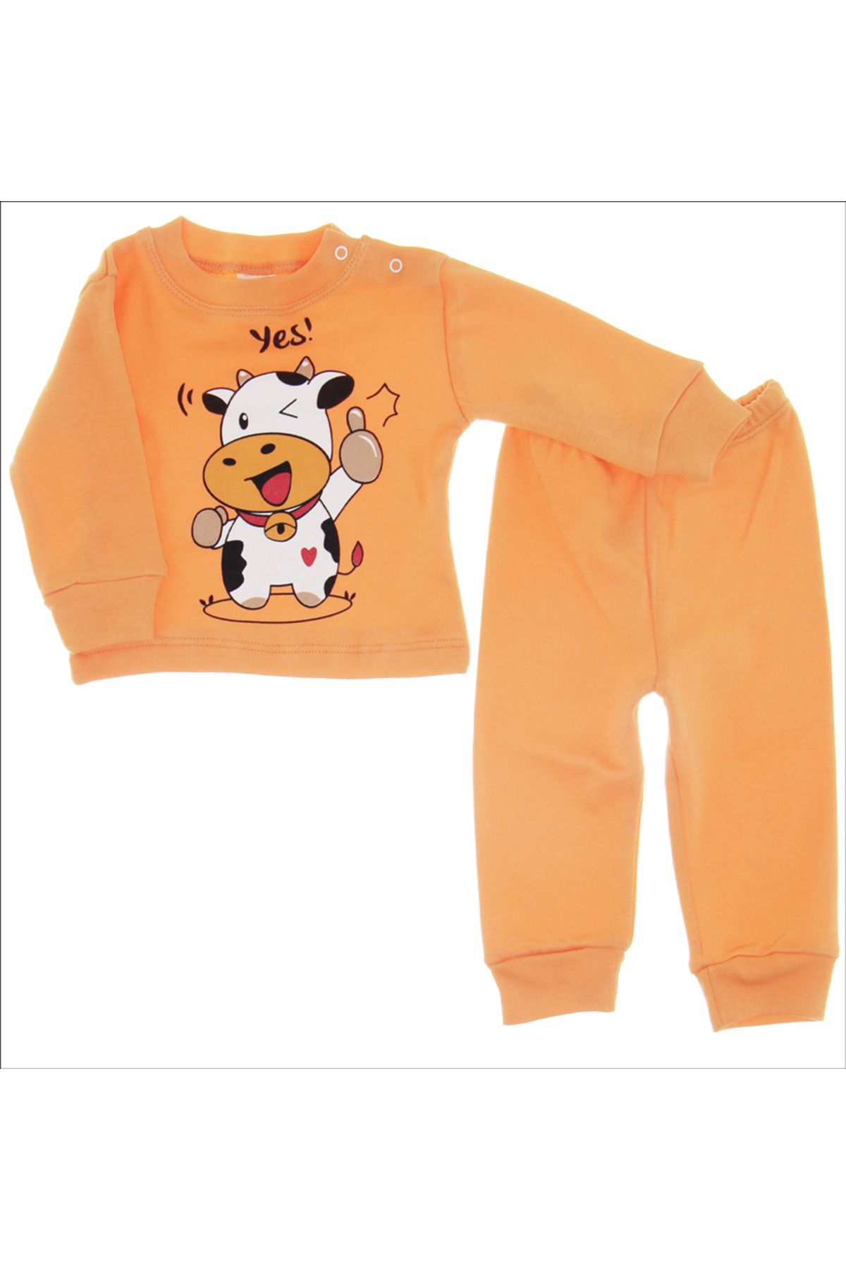 Mimoza Shop MB- İnek Baskılı Bebek Pijama Takımı ( turuncu renk )