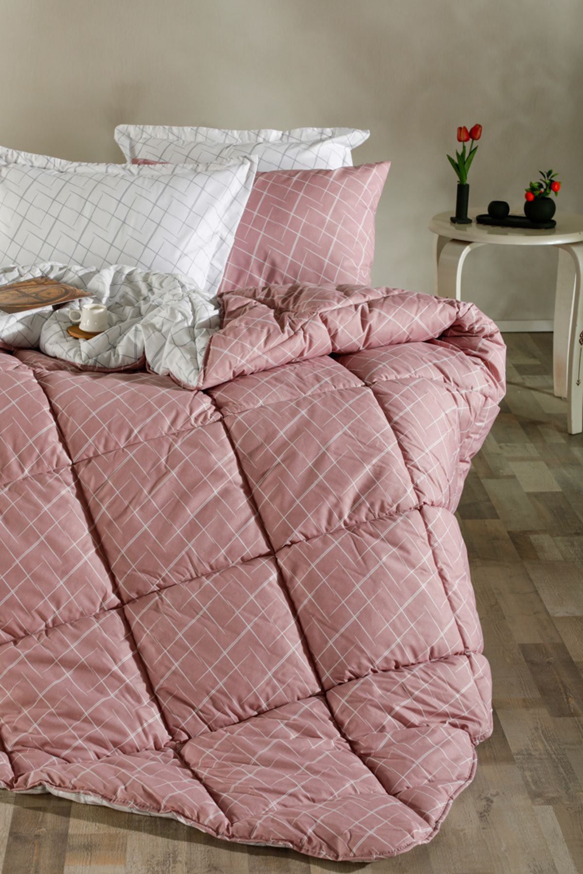 Doqu Home Easy Cotton Glimmer Comforter Set Çift Kişilik - Gül Kurusu