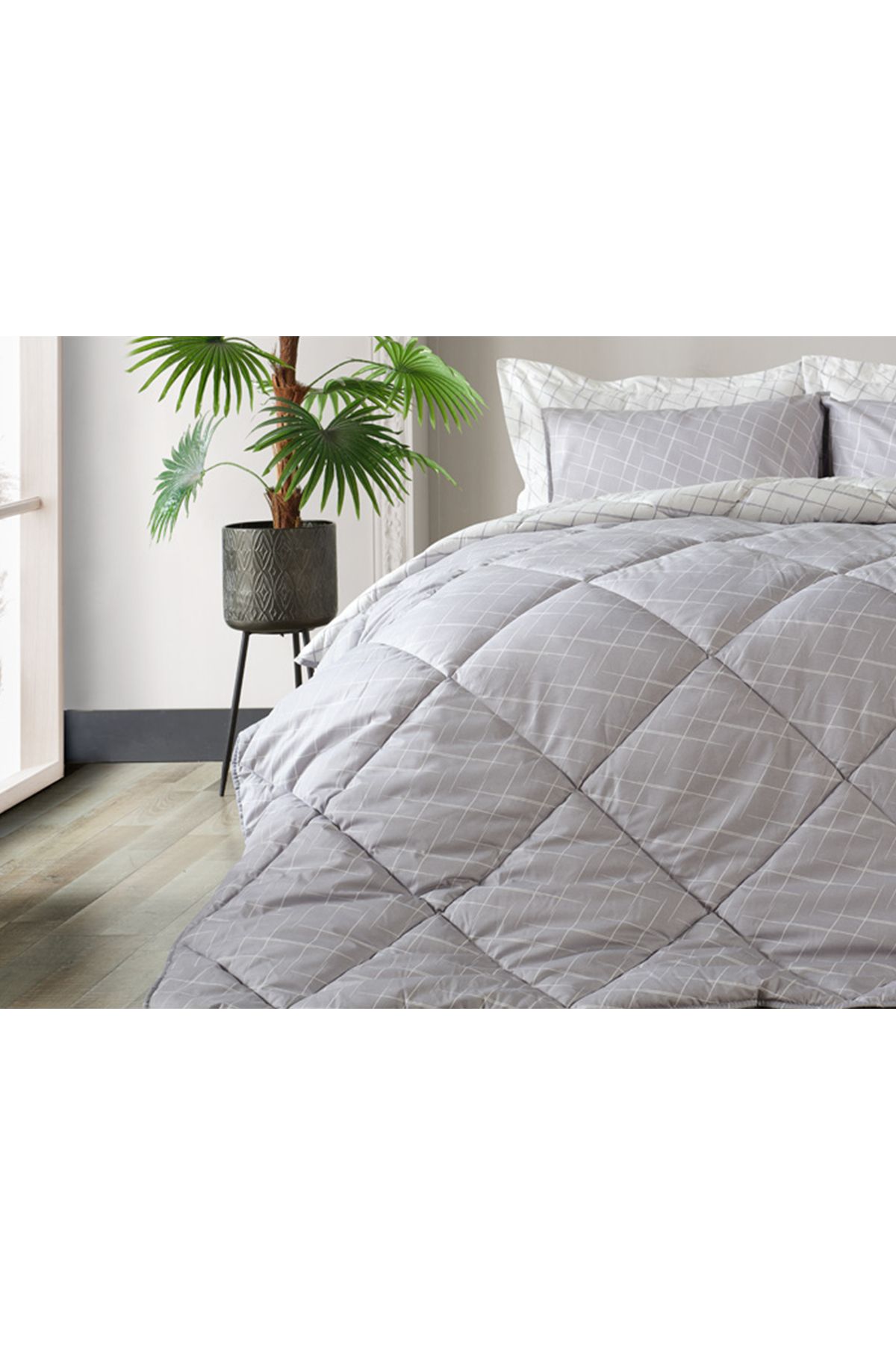 Doqu Home Easy Cotton Glimmer Comforter Set Tek Kişilik - Gri