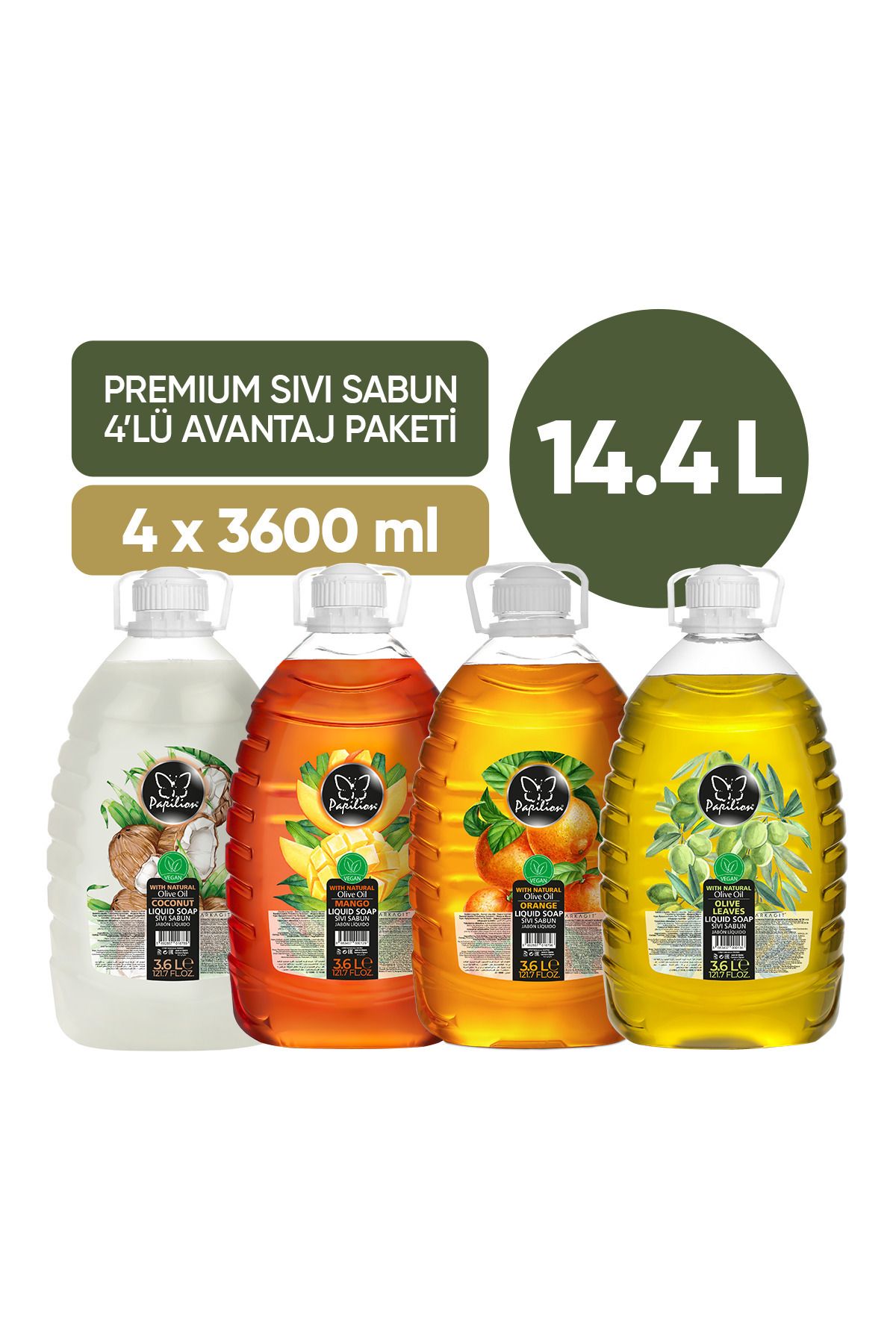 Papilion Premium Sıvı Sabun 4'lü Avantaj Paketi - 4x3600 ml