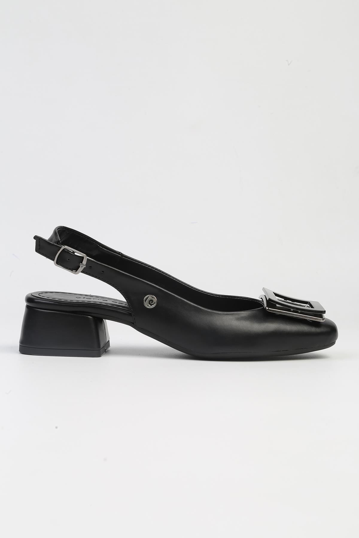 Pierre Cardin ® | PC-53102- 3592 Siyah Cilt-Kadın Kısa Topuklu Ayakkabı