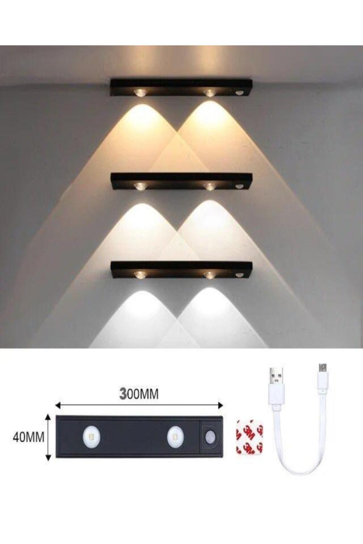 neeko Hareket Sensörlü - Dekoratif Gece Lambası - USB Şarjlı LED AYDINLATMA SİYAH KASA 30cm
