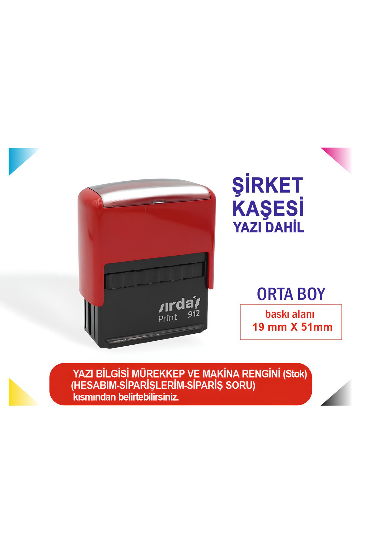 sırdaş Şirket Isim Ünvan Kaşesi Yazı Dahil %100 Kalite Lazer Üretimi 912 (MAVİ MÜREKKEPLİ)