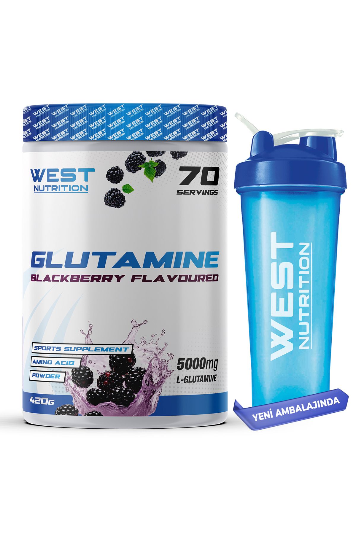 West Nutrition L-glutamin ( Glutamine ) 420 Gr 70 Servis Böğürtlen Aromalı