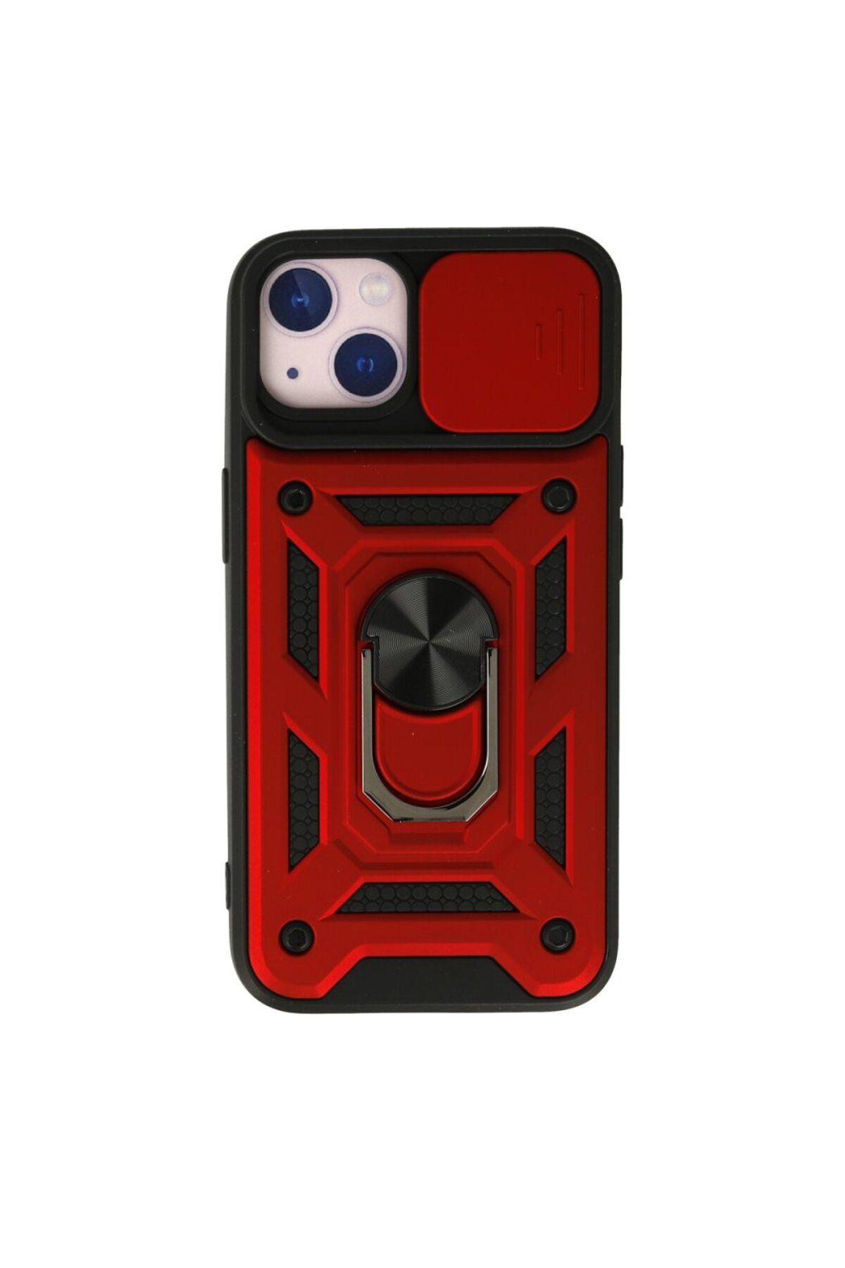 Genel Markalar Iphone 15 Kılıf Pars Lens Yüzüklü Silikon - Ürün Rengi : Kırmızı - Lisinya
