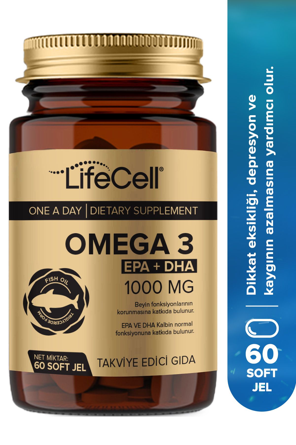 Lifecell Omega3 Epa Dha 1000mg - 60 Adet Soft Jel Balık Yağı Desteği