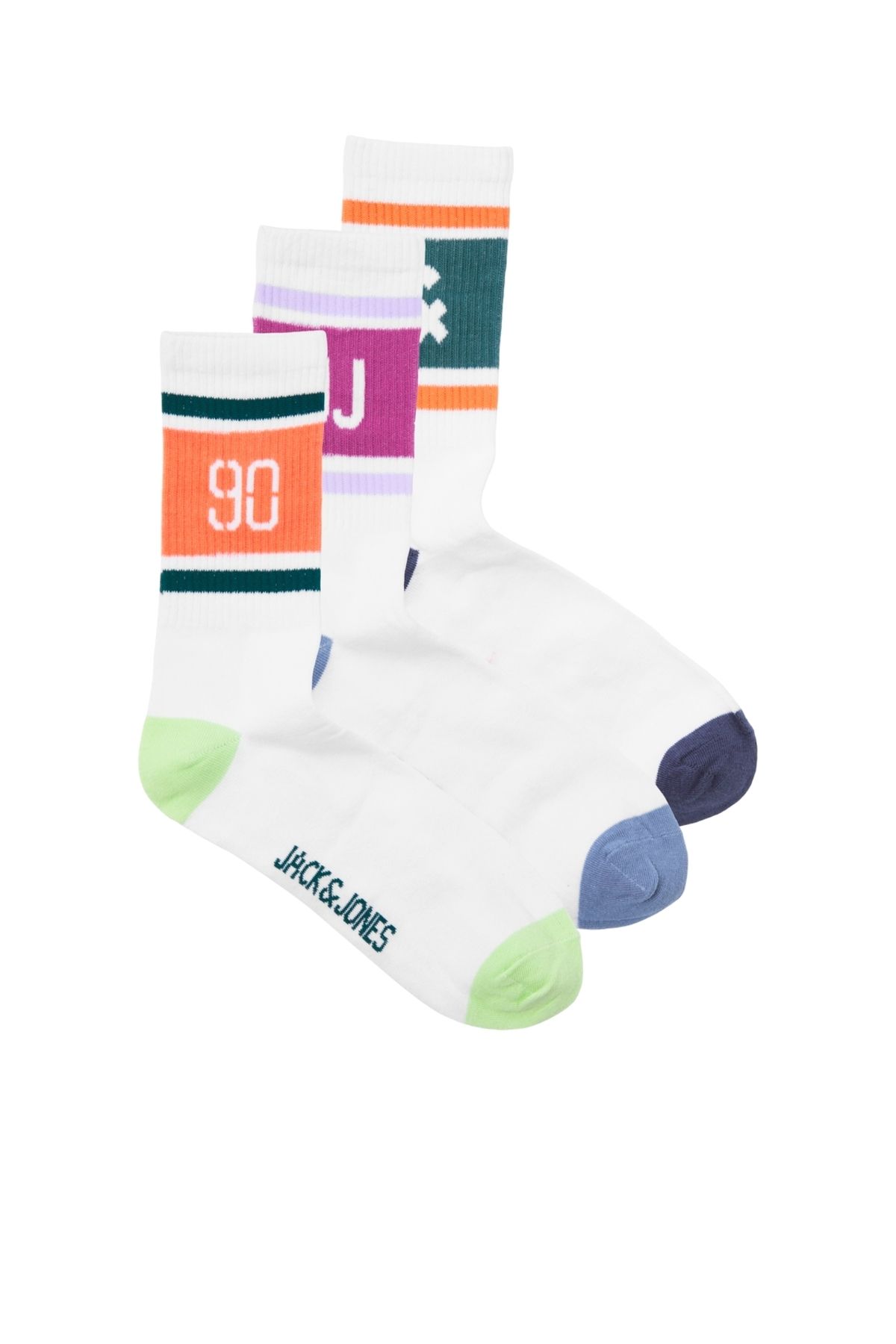 Jack & Jones Jack Jones Jacretro Logo Tennıs Socks 3 Pack Erkek Beyaz Çorap 12251469-01