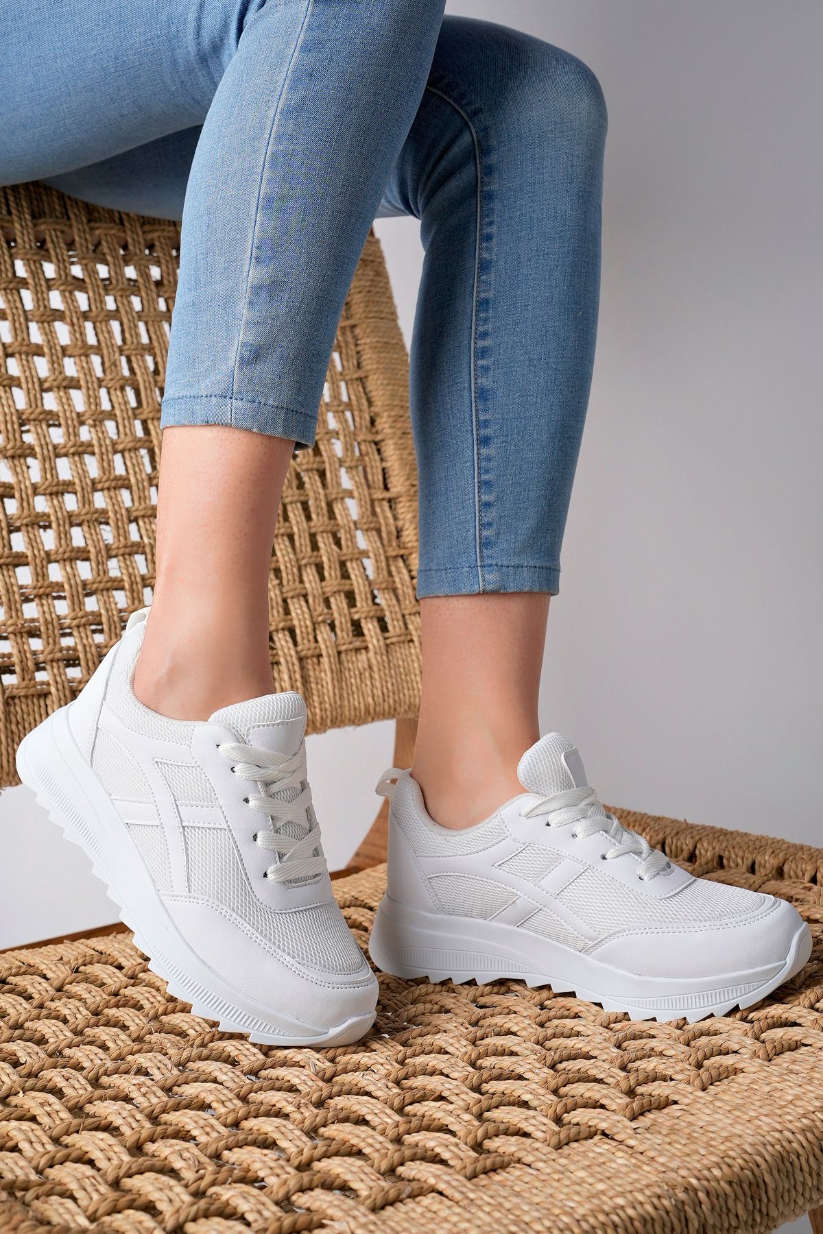 McDark Kadın Beyaz Sneakers Spor Ayakkabı -anatomik Iç Taban-sararma Yapmaz Taban