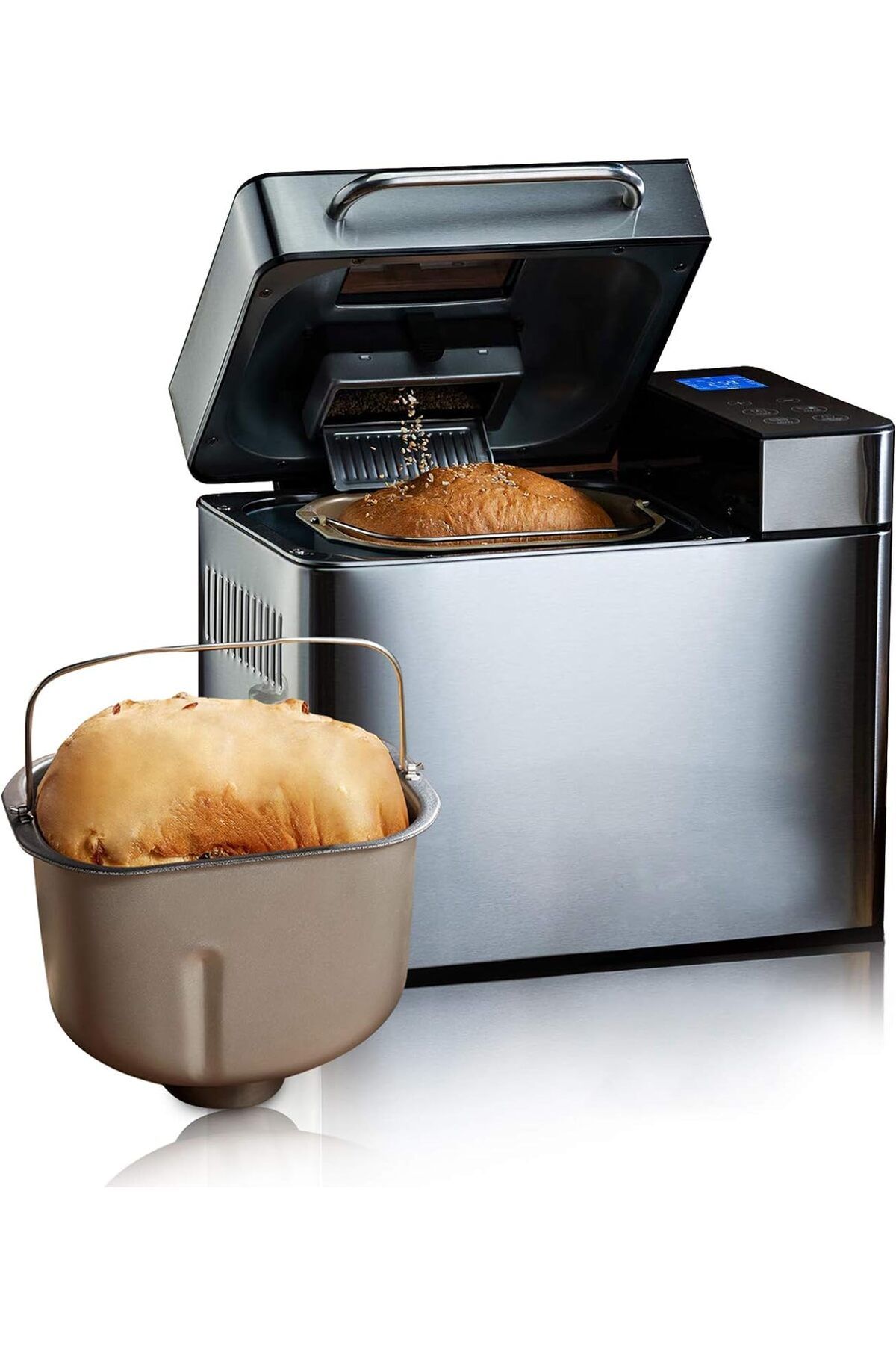 COOCHEER Paslanmaz Çelik Ekmek Makinesi 19 Önceden Ayarlanmış Program, Ekmek ve Tatlılar için, 500-1000g