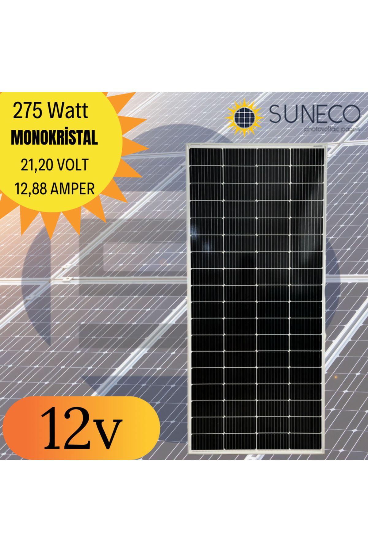 Suneco 275 Watt B Kalite Half Cut Monokristal Solar Güneş Paneli 12volt Karavan 205w 230 W 280
